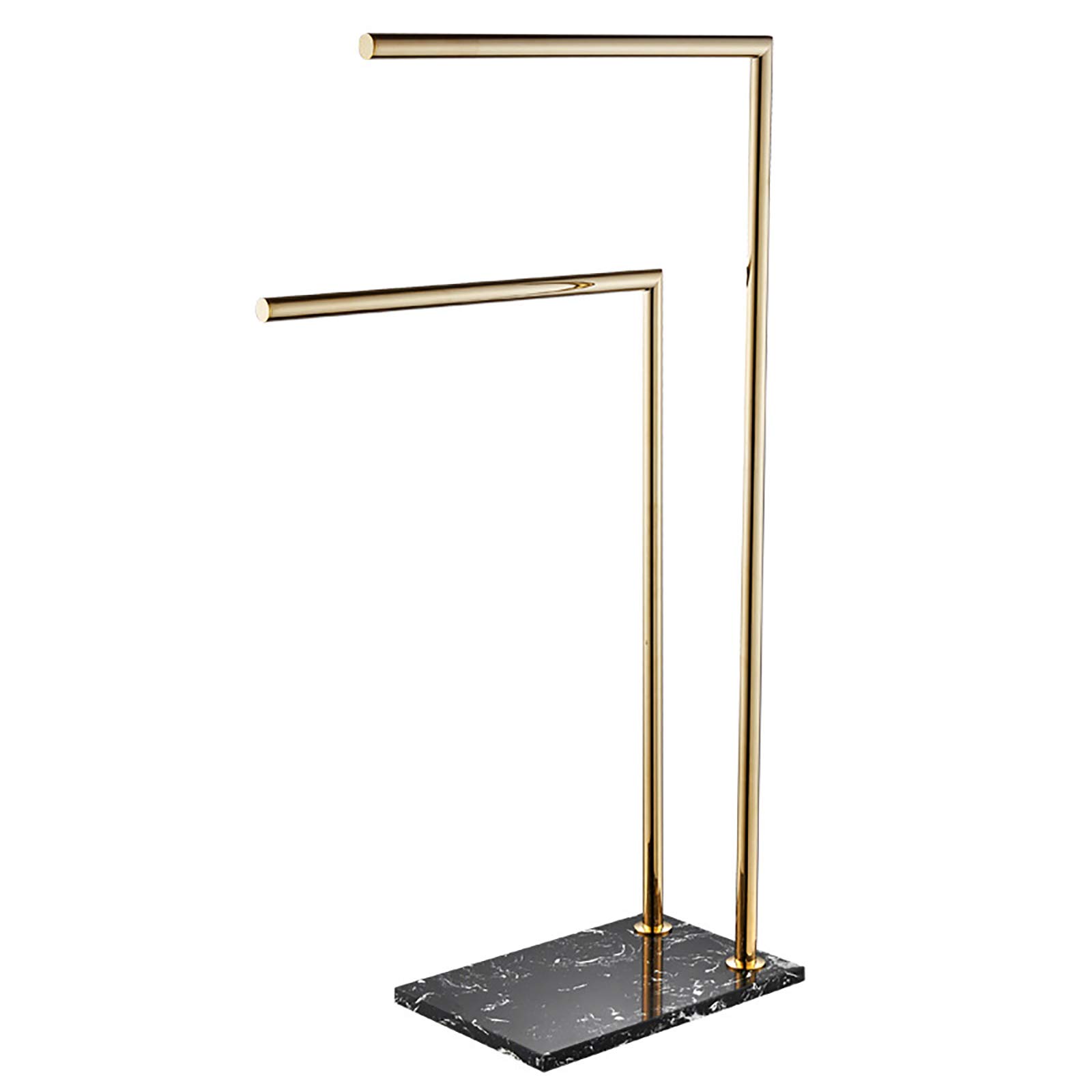 Stainless Steel Freestanding Towel Rack with Marble Base - 2 Tier Floor Standing Bathroom Towel Holder - Easy Assembly - Perfect for Bathroom, Spa, or Laundry Room Organization