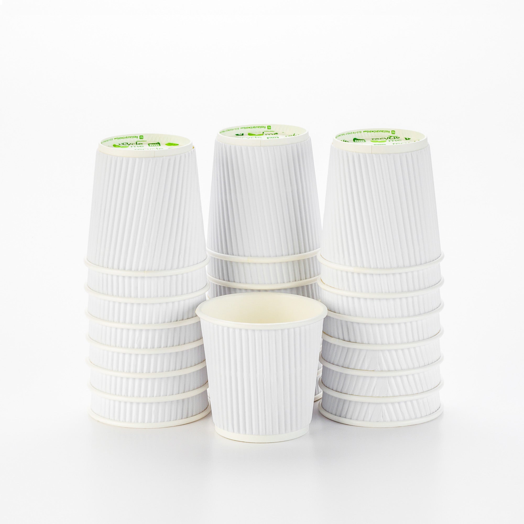 4 oz White Paper Coffee Cups with Ripple Wall - 2.5