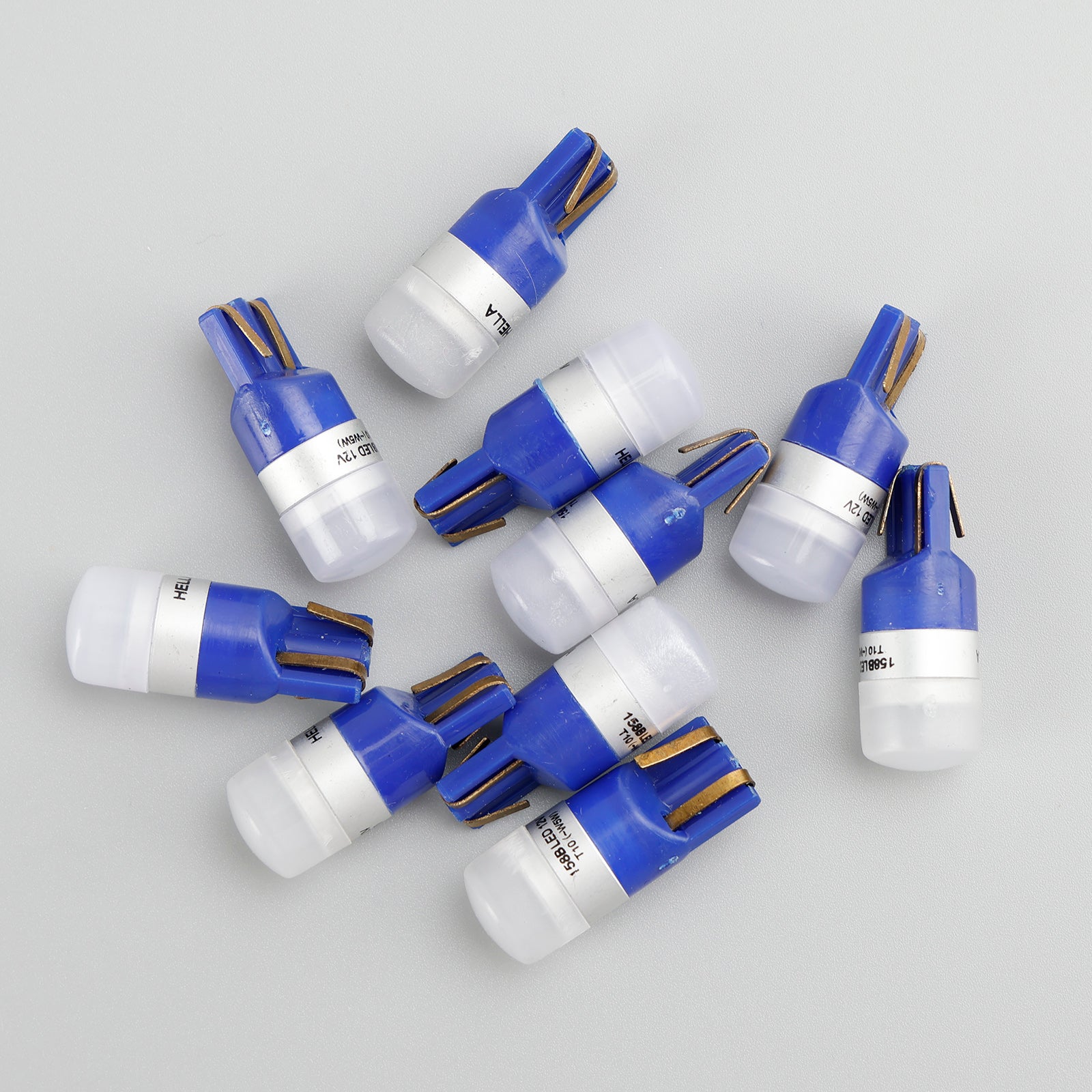 10X HELLA LED Retrofit Bulbs 158B LED/T10 W5W 12V 1W W2.1X9.5D Blue Light - Perfect for Car Interior, Dashboard, License Plate, and Dome Lighting