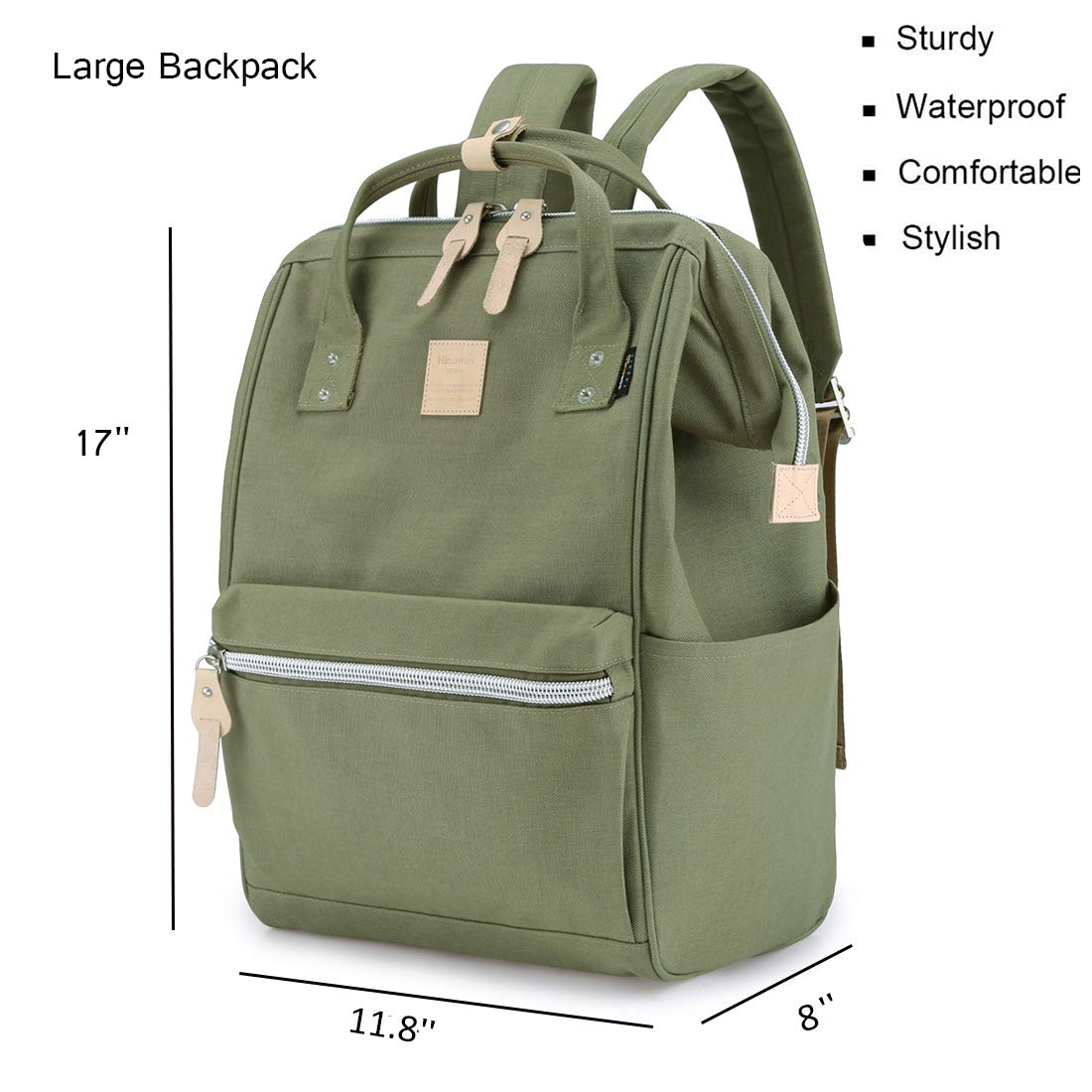 Large Travel Backpack with Laptop Compartment - 17 Inch Roomy Doctor Bag for College, Work & Travel - Durable Backpack for Women & Men (Olive Green) - Perfect for Commuting, Business Trips & Daily Use