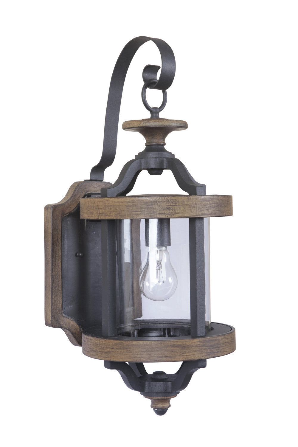 Ashwood One Light Wall Sconce - Textured Black & Whiskey Barrel Finish - Rustic Farmhouse Lighting for Bedroom, Hallway & Porch