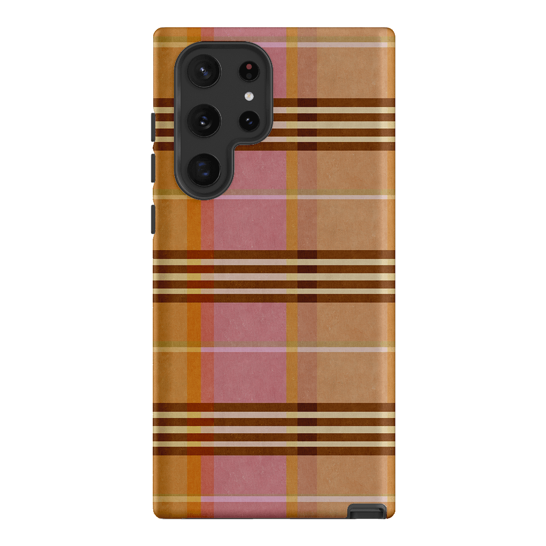 Peachy Plaid Phone Case for iPhone 15/14/13/12/11 Pro Max - Cute Tartan Pattern Protective Cover with Shockproof Design - Perfect for Everyday Use, Travel & Fashion Accessories