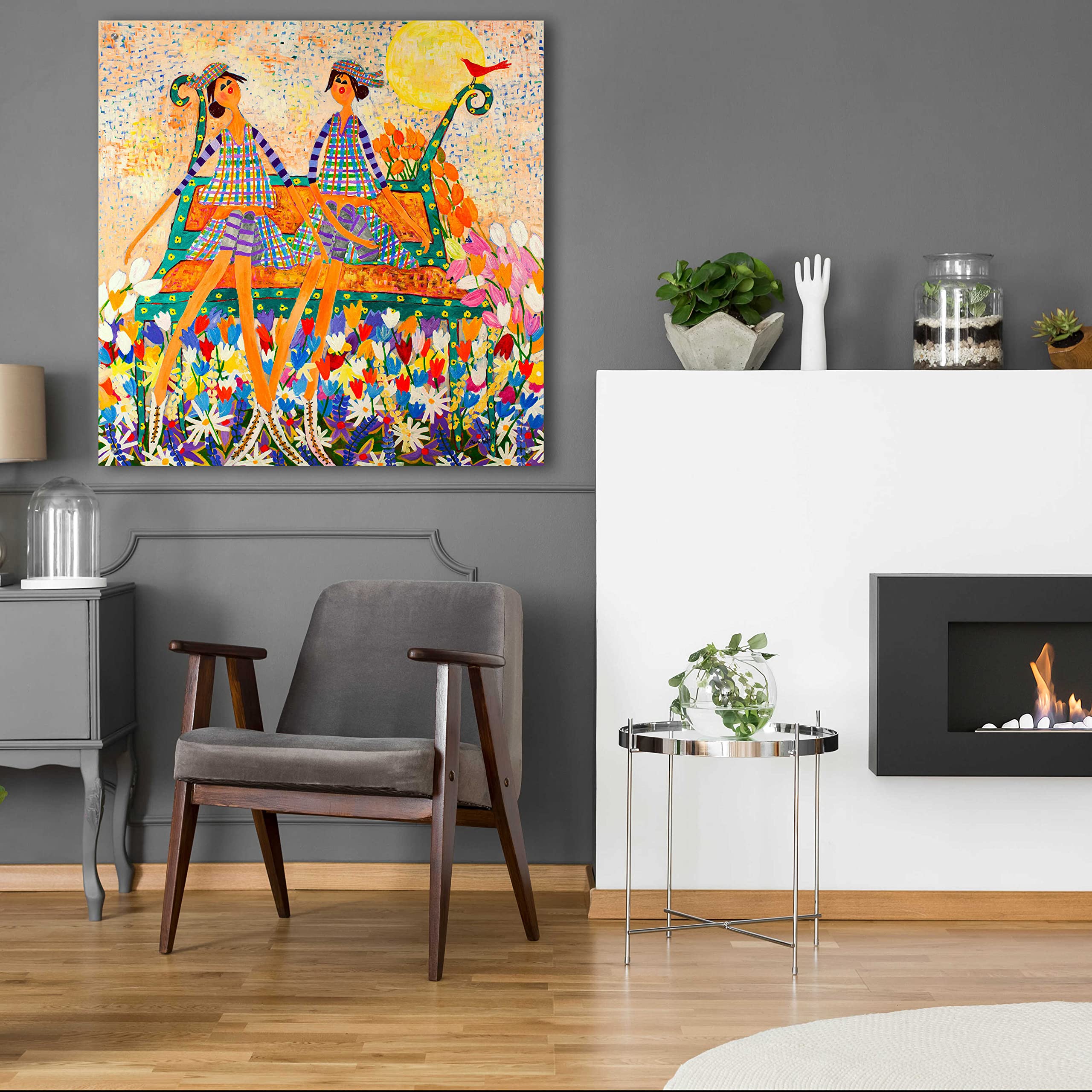 Epic Art 'The Cardinal' by Caroline Benchétrit - 36x36 Inch Acrylic Glass Wall Decor - Modern Home & Office Artwork - Perfect for Living Room, Bedroom or Gallery Wall Display