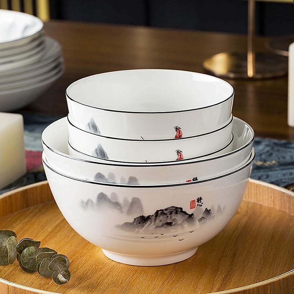 Premium 18-Piece Black and White Porcelain Dinnerware Set for 4/6/12 People - Elegant Plates & Bowls for Formal Dining, Restaurant, or Special Occasions
