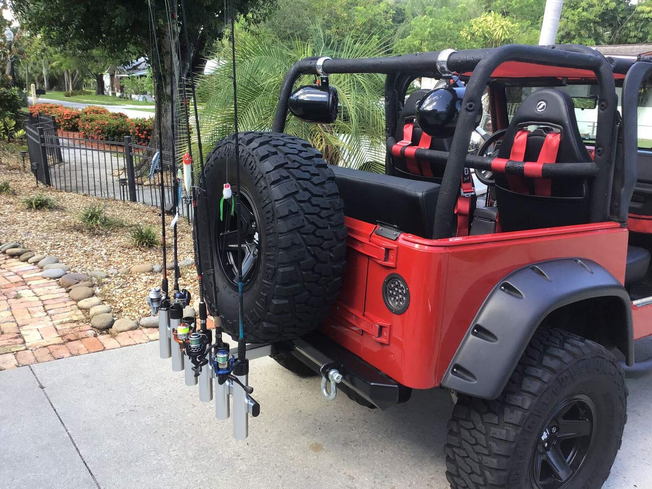 Brocraft Hitch Mount 6 Pole Fishing Rod Holder - Heavy Duty Truck Rod Rack for Pickup & SUV - Perfect for Beach, Lake & River Fishing Adventures