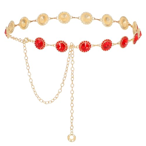 J-gold Chain-red Rhinestone