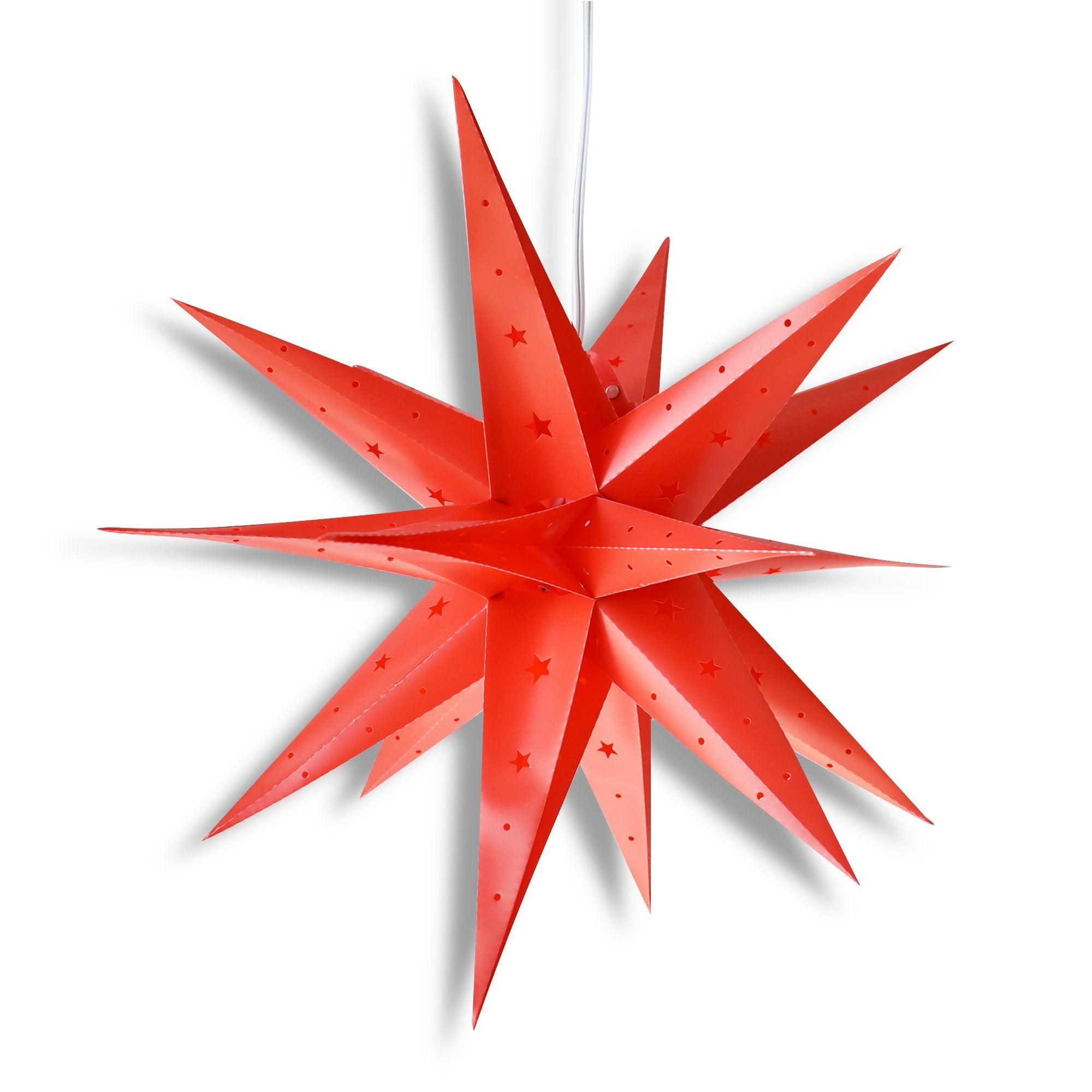 23 Red Moravian Weatherproof Star Lantern Lamp - Outdoor Christmas Holiday Decor for Porch, Garden & Patio Lighting