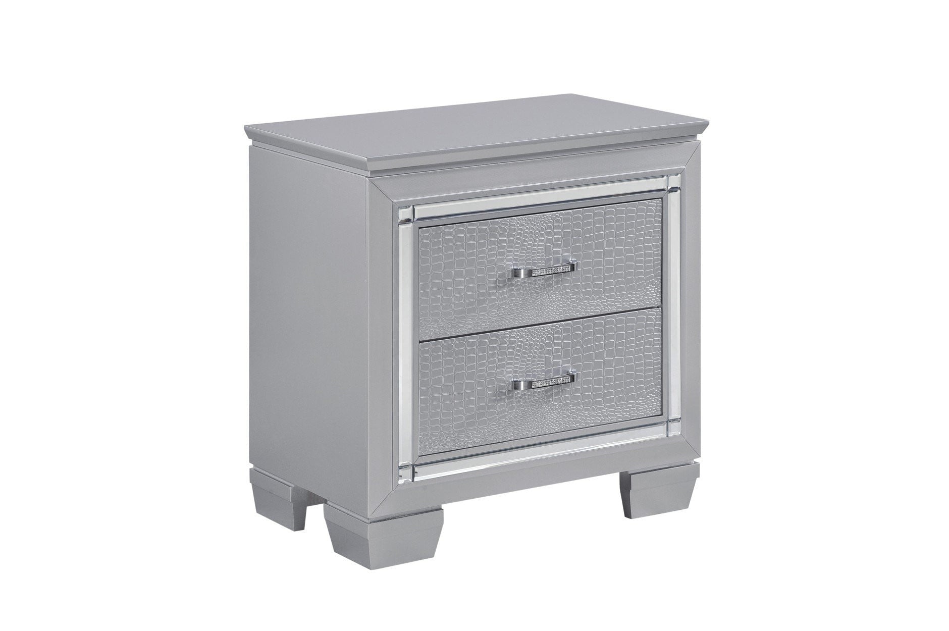 Allura Silver Bedroom Collection - Modern Luxury Bedroom Furniture Set with Dresser, Nightstand & Mirror | Perfect for Master Bedroom, Guest Room & Apartment Decor