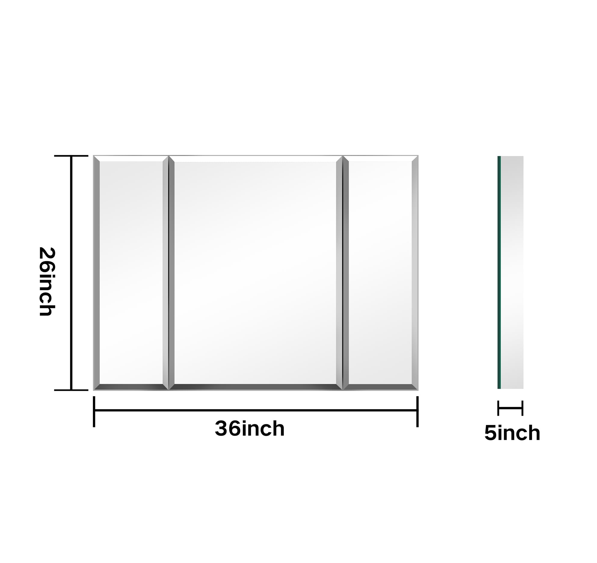 Aluminum Framed Mirror Bathroom Medicine Cabinet with Adjustable Glass Shelves - 36x26 Inch Recessed or Surface Mount, Soft-Close Hinges for Large Storage | Perfect for Bathroom Organization & Modern Home Decor