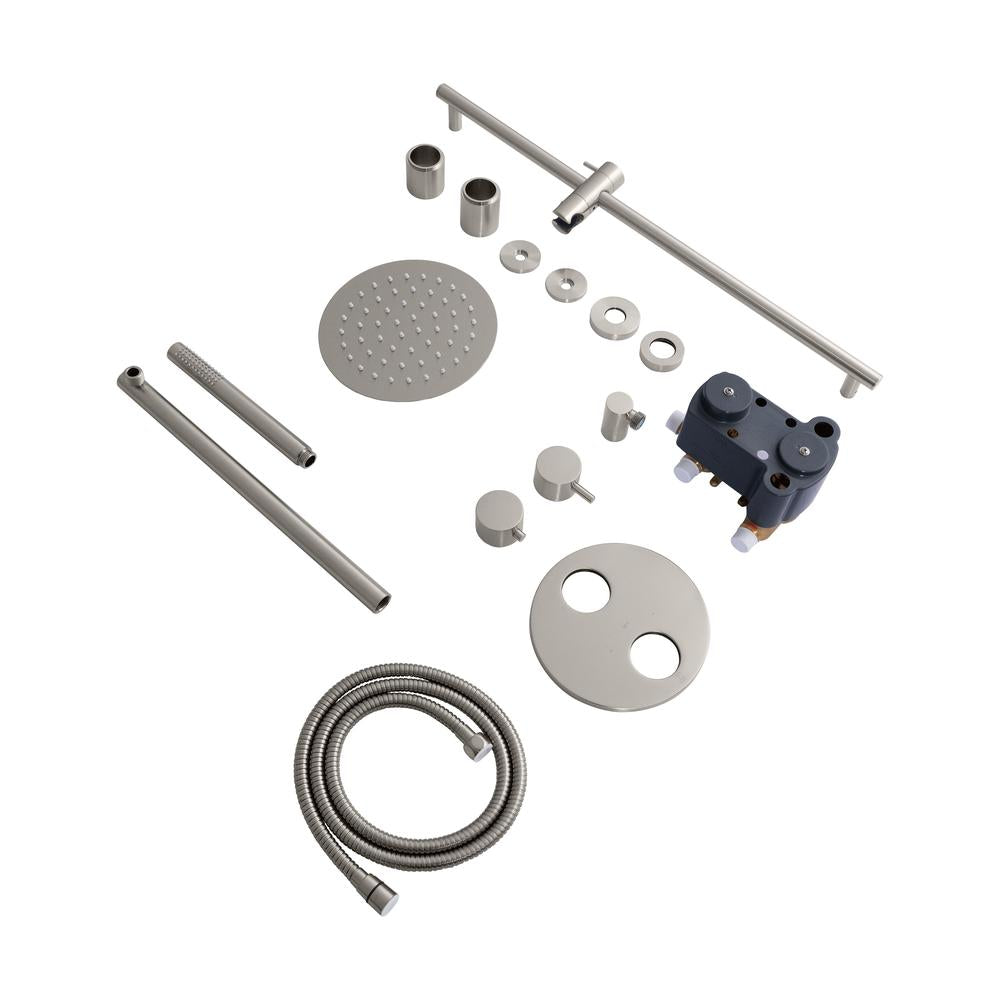 ZLINE Emerald Bay Thermostatic Shower System in Brushed Nickel - High Pressure Rainfall Showerhead with Handheld Spray - Perfect for Modern Bathroom Renovations & Spa-Like Shower Experience (EMBY SHS T2 BN)