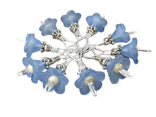 Blue Flower Wire Loop Knitting Stitch Markers - Essential Knitting Tools for Crochet & Handmade Projects | Perfect for Yarn Crafts, DIY Knitters & Crocheters