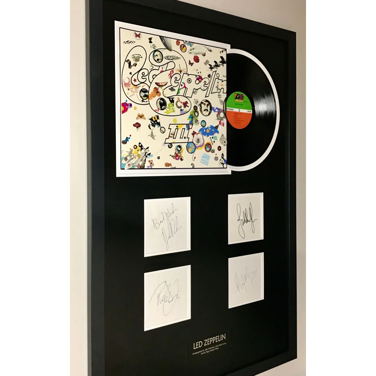 Authentic Led Zeppelin Signed Collage - Autographs by John Bonham, John Paul Jones, Jimmy Page & Robert Plant with Epperson COA - Rare Collectible Memorabilia for Music Fans & Rock Enthusiasts - Perfect for Display in Music Rooms, Man Caves & Collector Galleries