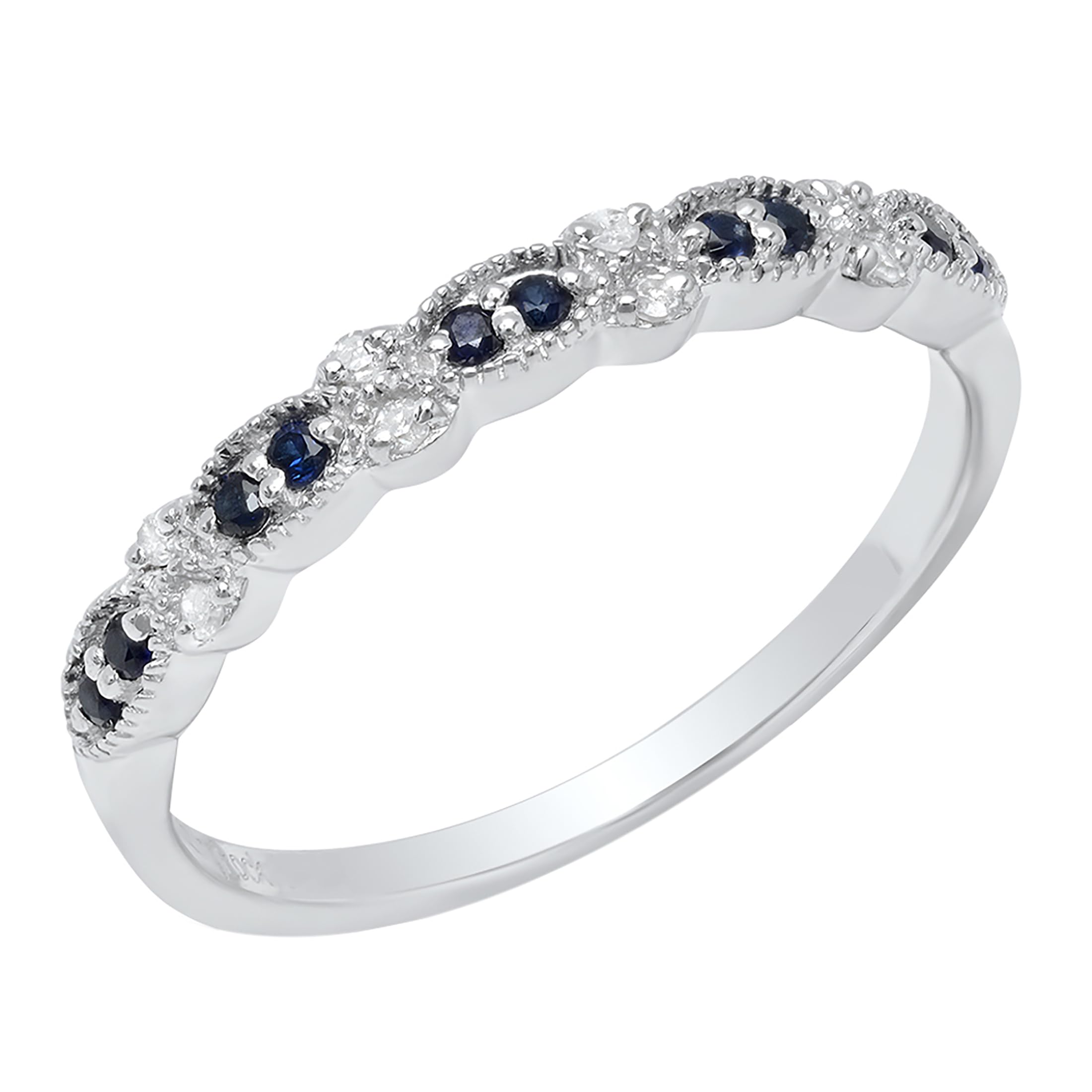 Dazzlingrock 925 Sterling Silver Round Gemstone & White Diamond Marquise Miligrain Ring for Women | Elegant Jewelry Gift for Anniversary, Wedding, or Special Occasions