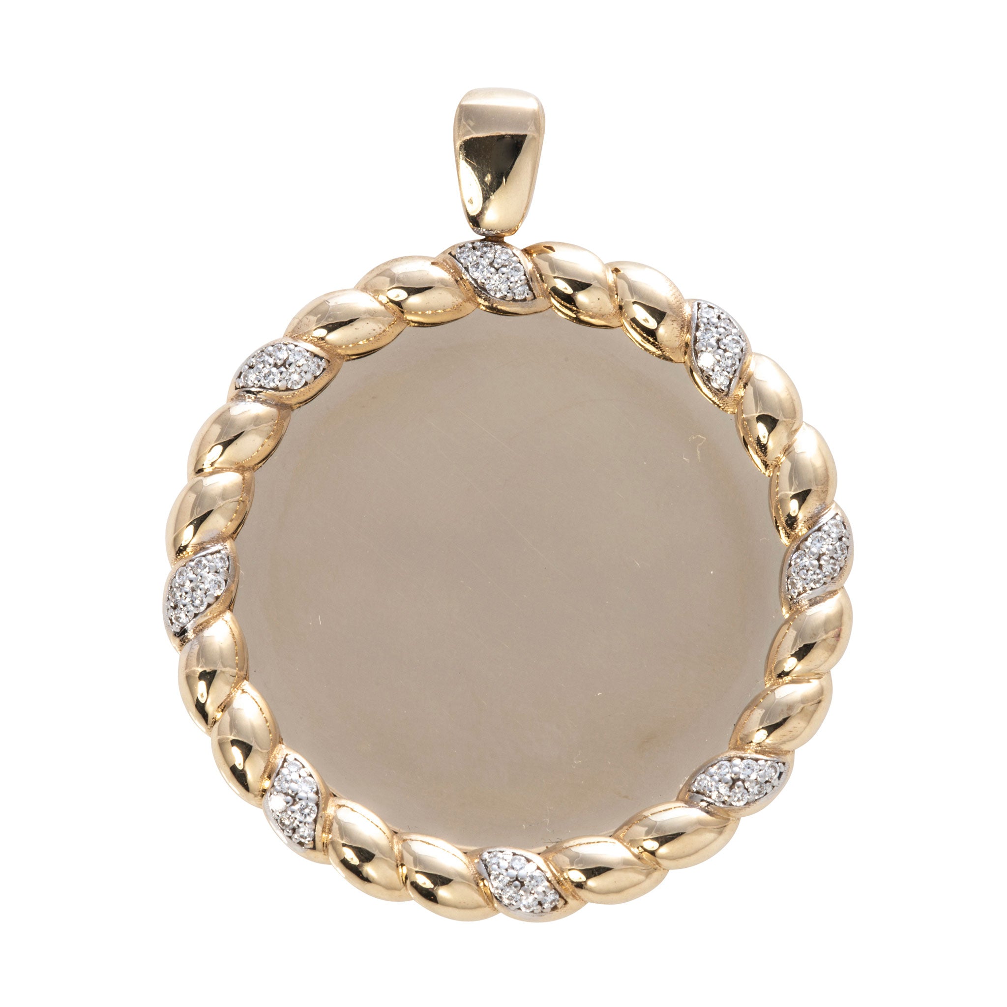 Elegant Mary Diamond Accent Rope Edge Disc Pendant Necklace - Perfect for Weddings, Parties & Special Occasions