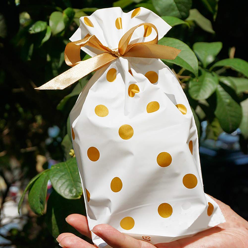 24pcs Enjonar Plastic Drawstring Treat Bags - Gift Favor Candy Goodie Bags for Birthday, Wedding, Baby Shower, Bridal Shower & Holiday Parties - Perfect for Party Favors, Candy Storage & Gift Wrapping