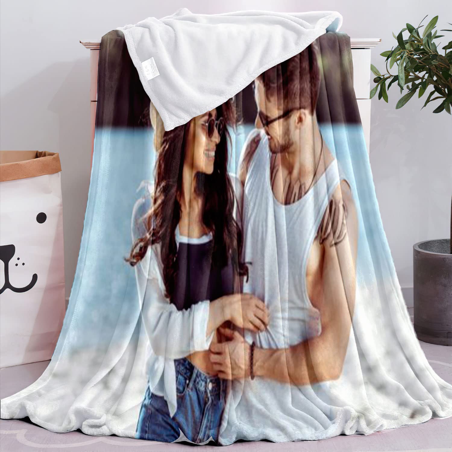 Custom Photo Blanket with Text - Personalized Collage Throw Blanket for Christmas, Halloween, New Year & Birthday Gifts | Perfect for Home Decor, Couple Gifts & Special Occasions