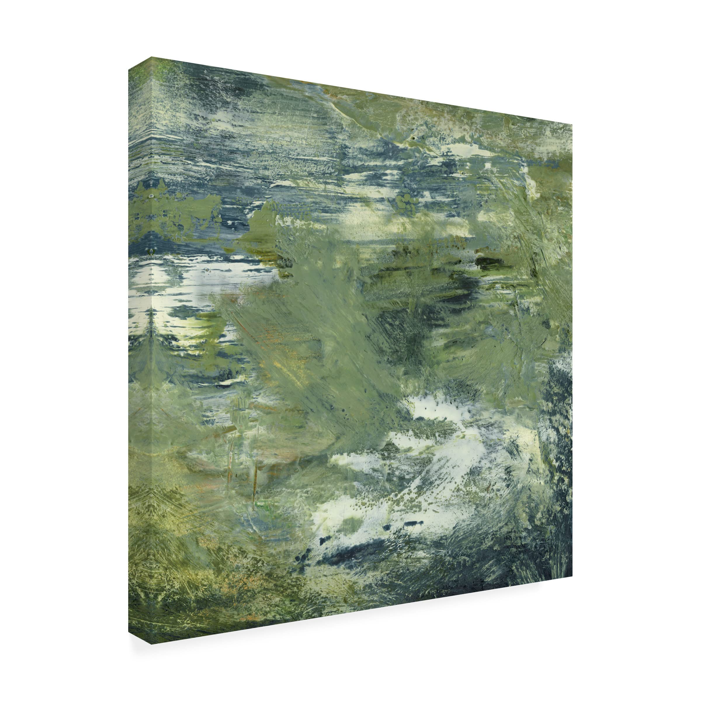Sharon Gordon 'Encaustic Tile In Green II' Canvas Wall Art Print - Modern Abstract Home Decor for Living Room, Bedroom & Office