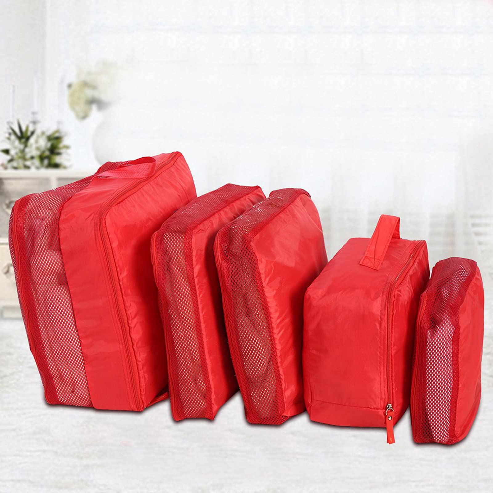 5-Piece Red Travel Luggage Organizer Set - Packing Cubes for Clothes & Underwear - Suitcase Storage Bags for Efficient Packing - Perfect for Business Trips, Vacations & Weekend Getaways