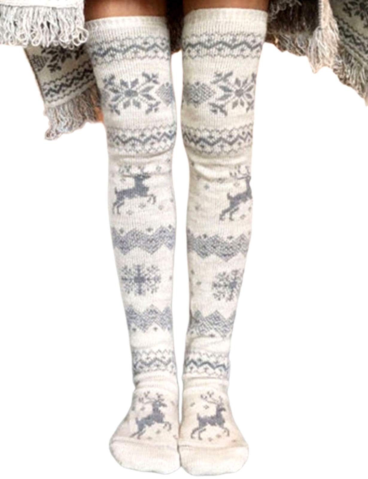 Women's Winter Boot Socks - Extra Long Knitted Leg Warmers for Cold Weather