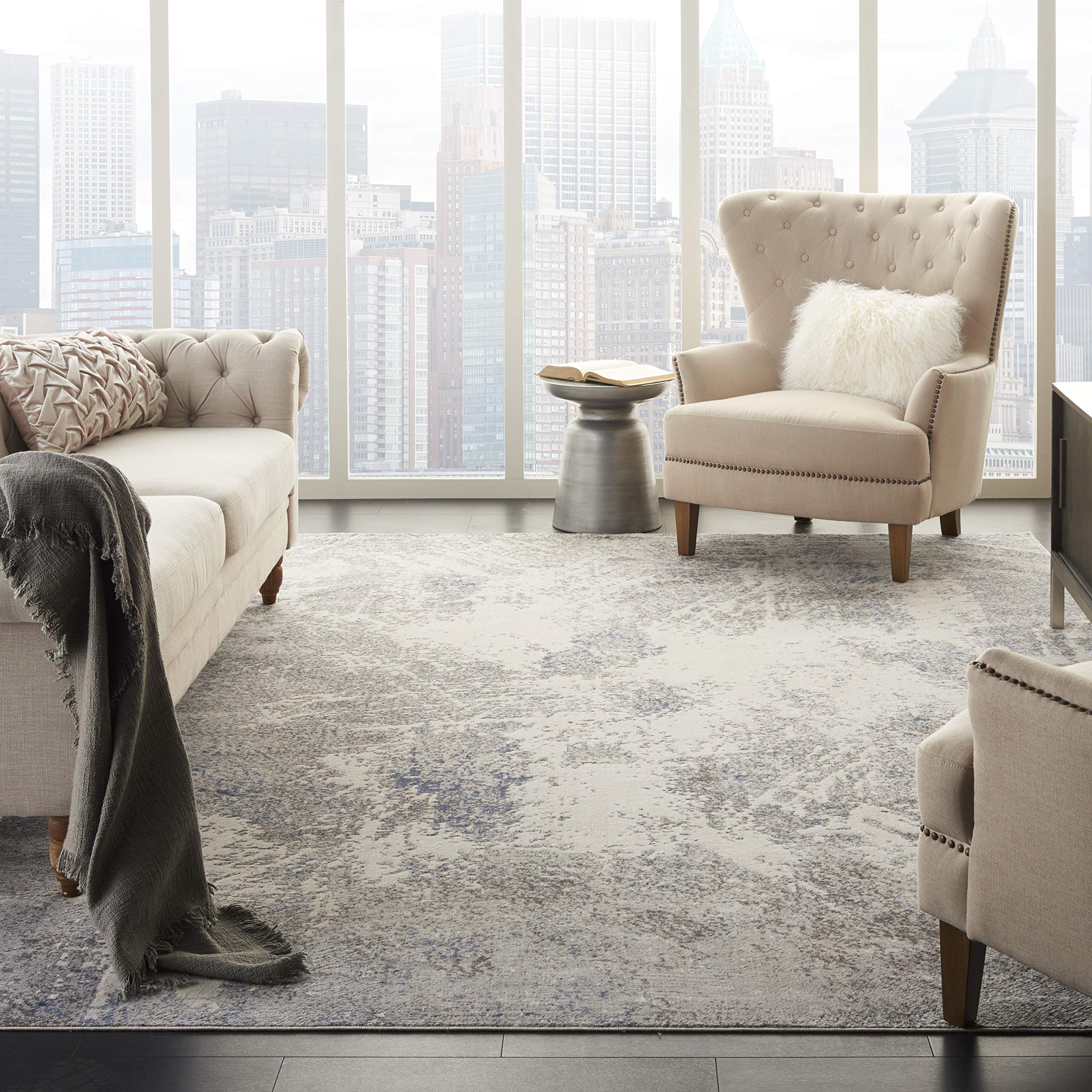 Nourison Sleek Textures Abstract Ivory/Grey 7'10