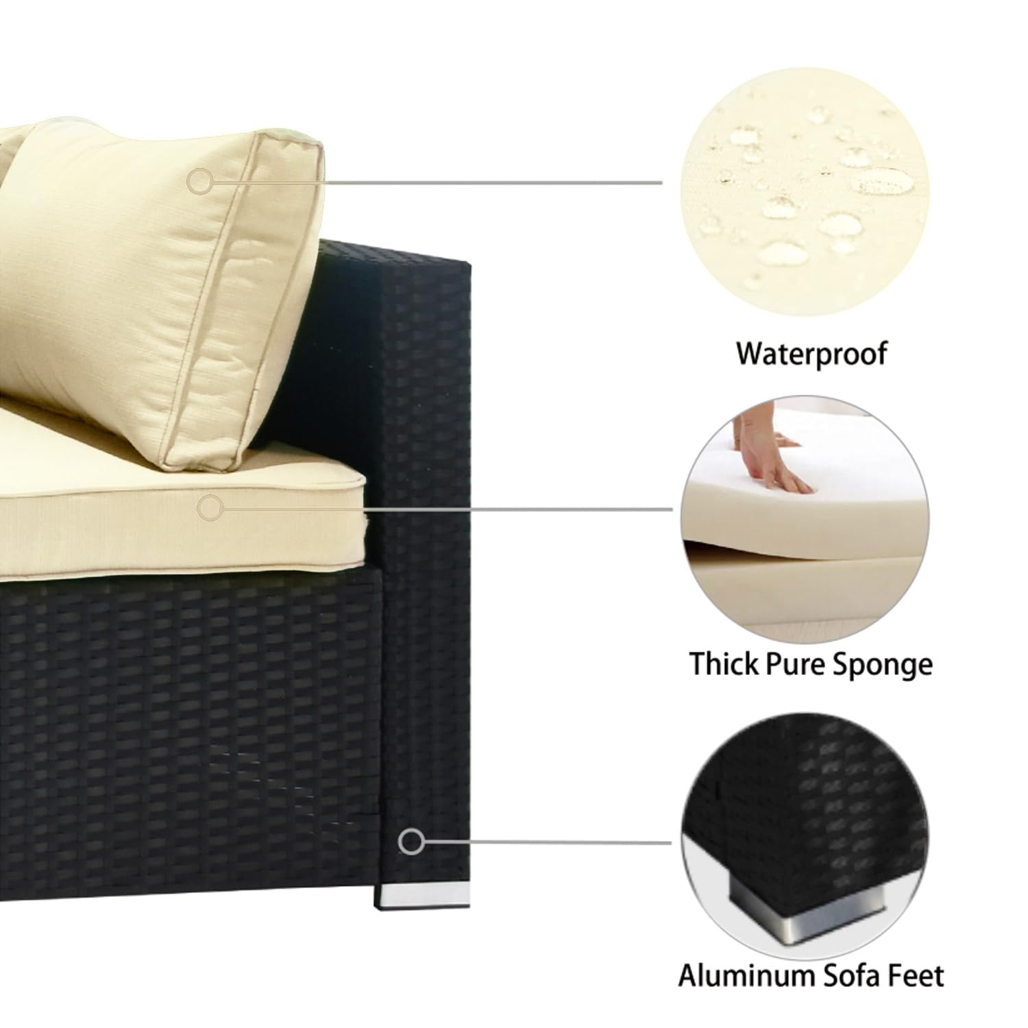 7-Piece Outdoor Patio Furniture Set - Wicker Rattan Sectional Sofa with Cushions & Glass Table, Modular Conversation Set for Porch, Poolside, Backyard, Garden - Perfect for Relaxing & Entertaining Outdoors