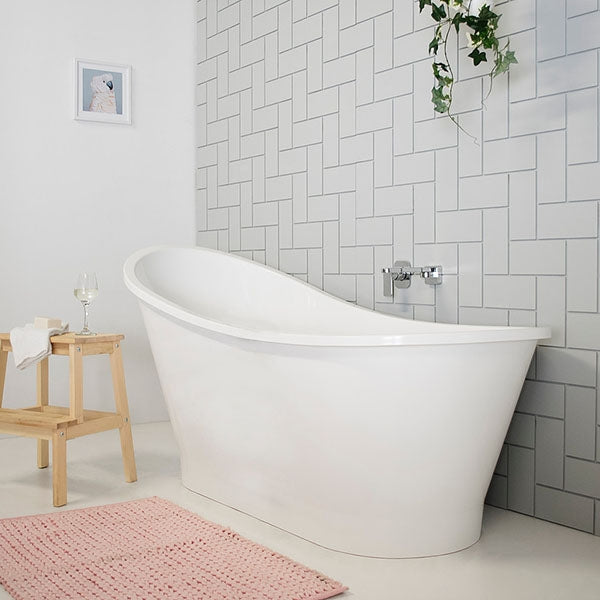 ADP Placido Freestanding Bathtub 1590mm (62.6 Inches) - Modern Acrylic Soaking Tub for Luxury Bathrooms & Spa Retreats