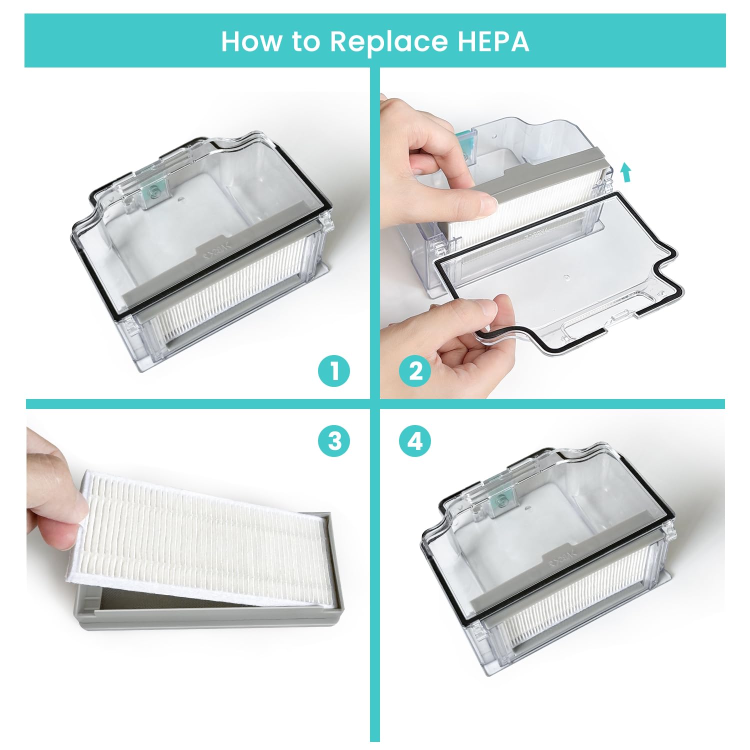 Lefant M310 Robot Vacuum Cleaner 4-Pack HEPA Filter Replacement Accessories - Compatible with Lefant M310 Model - Perfect for Pet Hair, Allergies & Home Cleaning