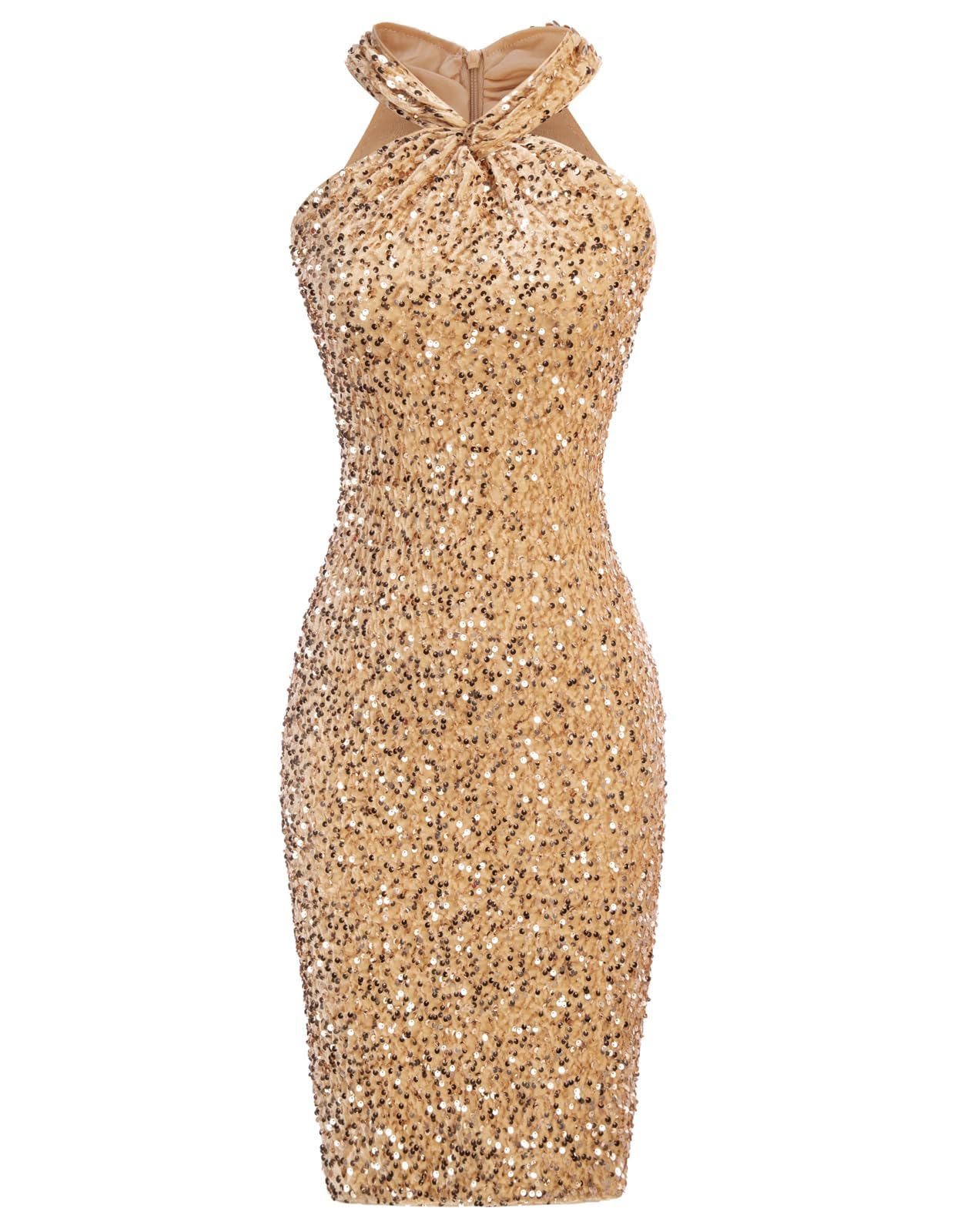 GRACE KARIN Women's Sequin Party Dress - Sleeveless Sparkly Glitter Halter Bodycon Mini Dress for Nightclub, Prom, Cocktail & Special Occasions | 2025 Fashion Trend