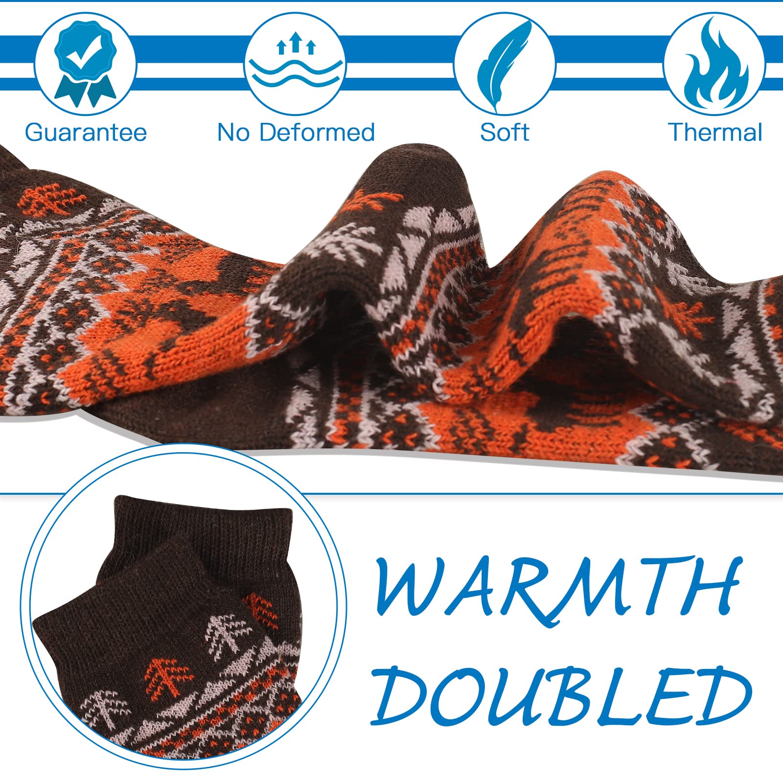 Heatuff Men's Thick Wool Socks - Thermal Winter Crew Socks (5 Pairs, Multicolor) for Hiking, Skiing & Cold Weather Outdoor Activities