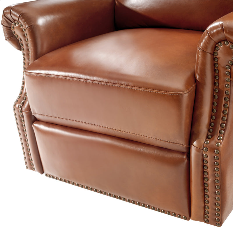 Martina Genuine Leather Manual Swivel Glider Recliner Chair - Comfortable Living Room Seating for Relaxing, Reading & Nursing