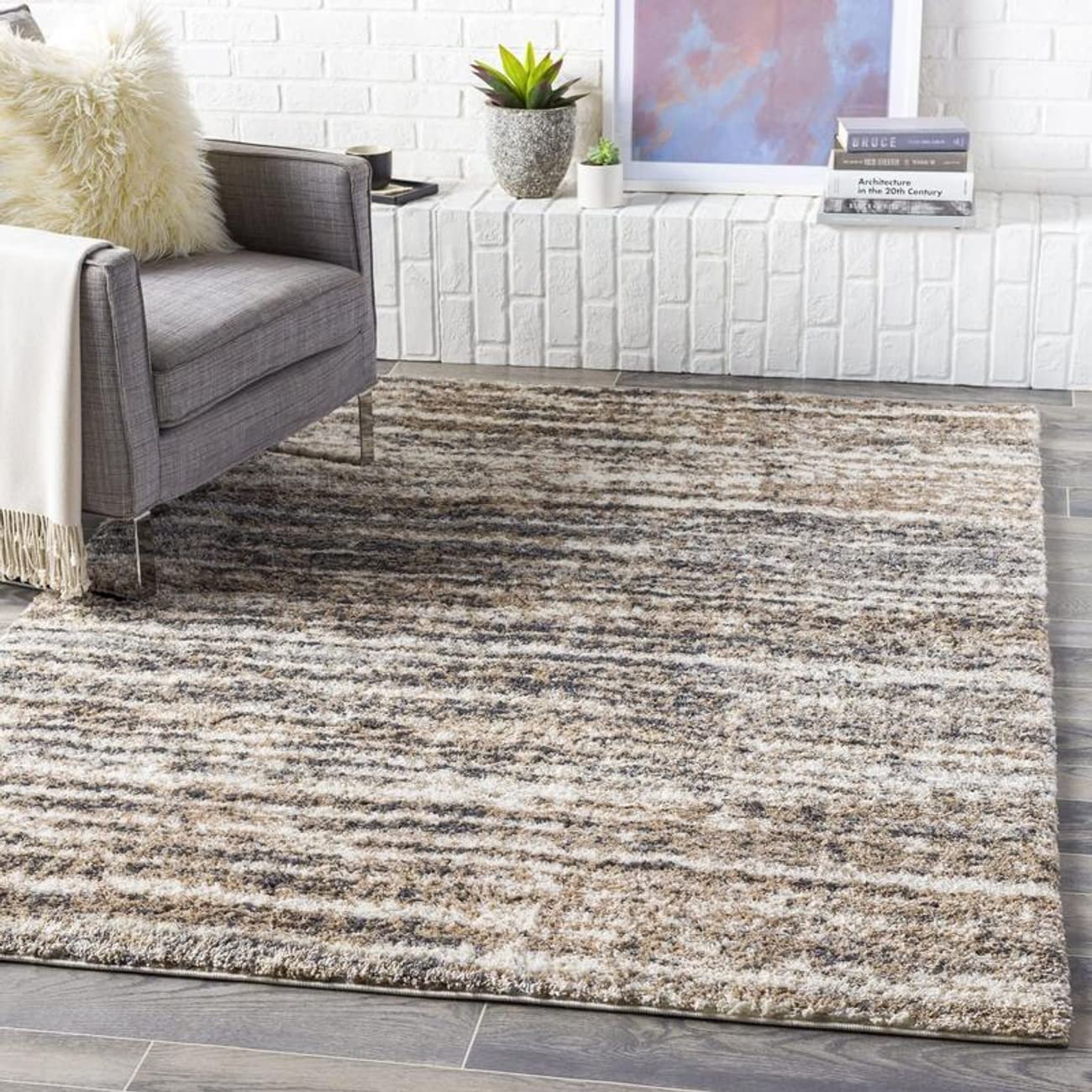 Mark&Day 7x9 Kabel Shag Area Rug - Soft Charcoal Gray Carpet for Living Room, Bedroom, Kitchen | Plush & Durable Floor Covering (6'7