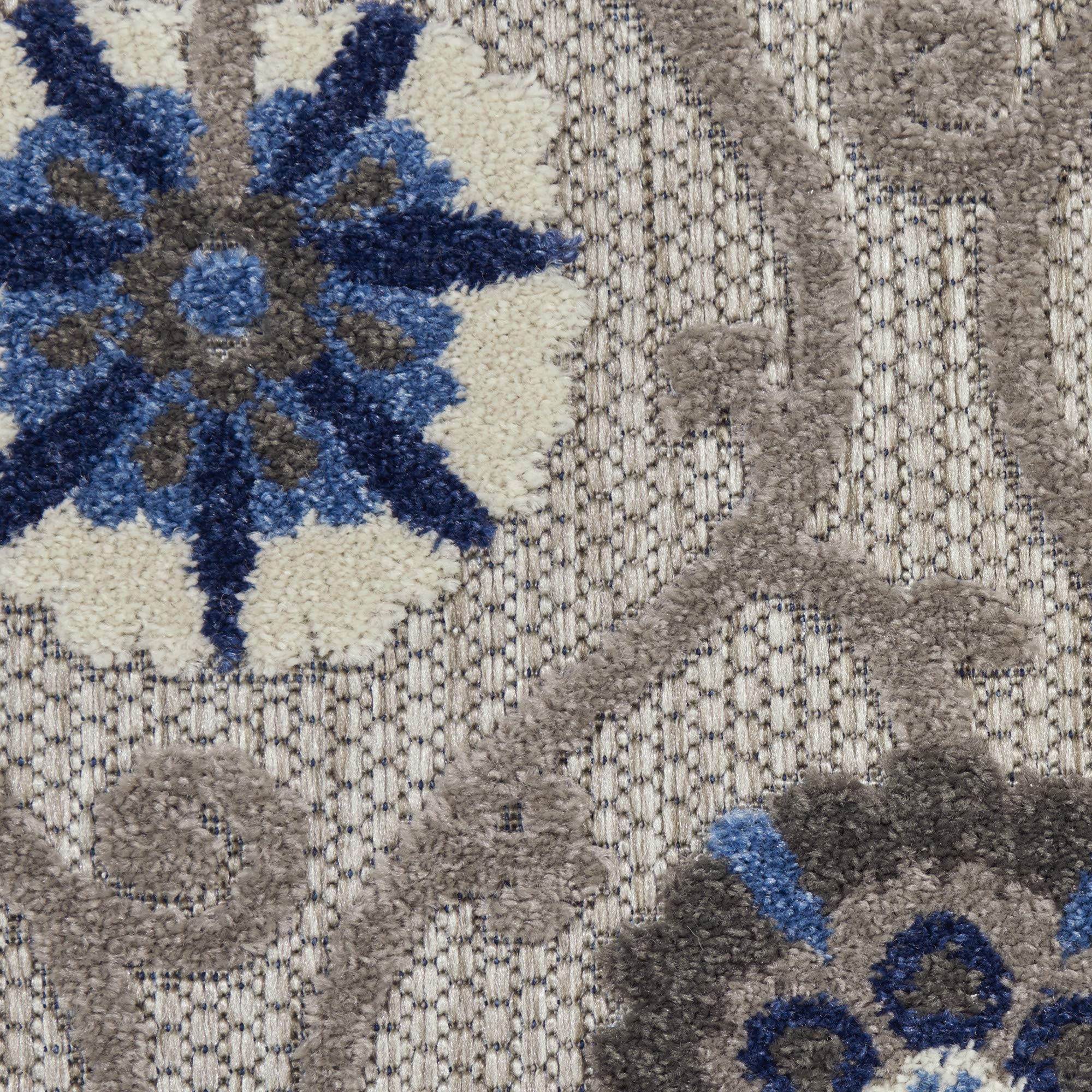 Nourison Aloha 6' x 9' Indoor/Outdoor Area Rug - Soft Grey & Blue Design, Easy to Clean, Non-Shedding - Perfect for Bedroom, Living Room, Dining Room & Kitchen (6x9) | Great for Patio, Deck & High-Traffic Areas