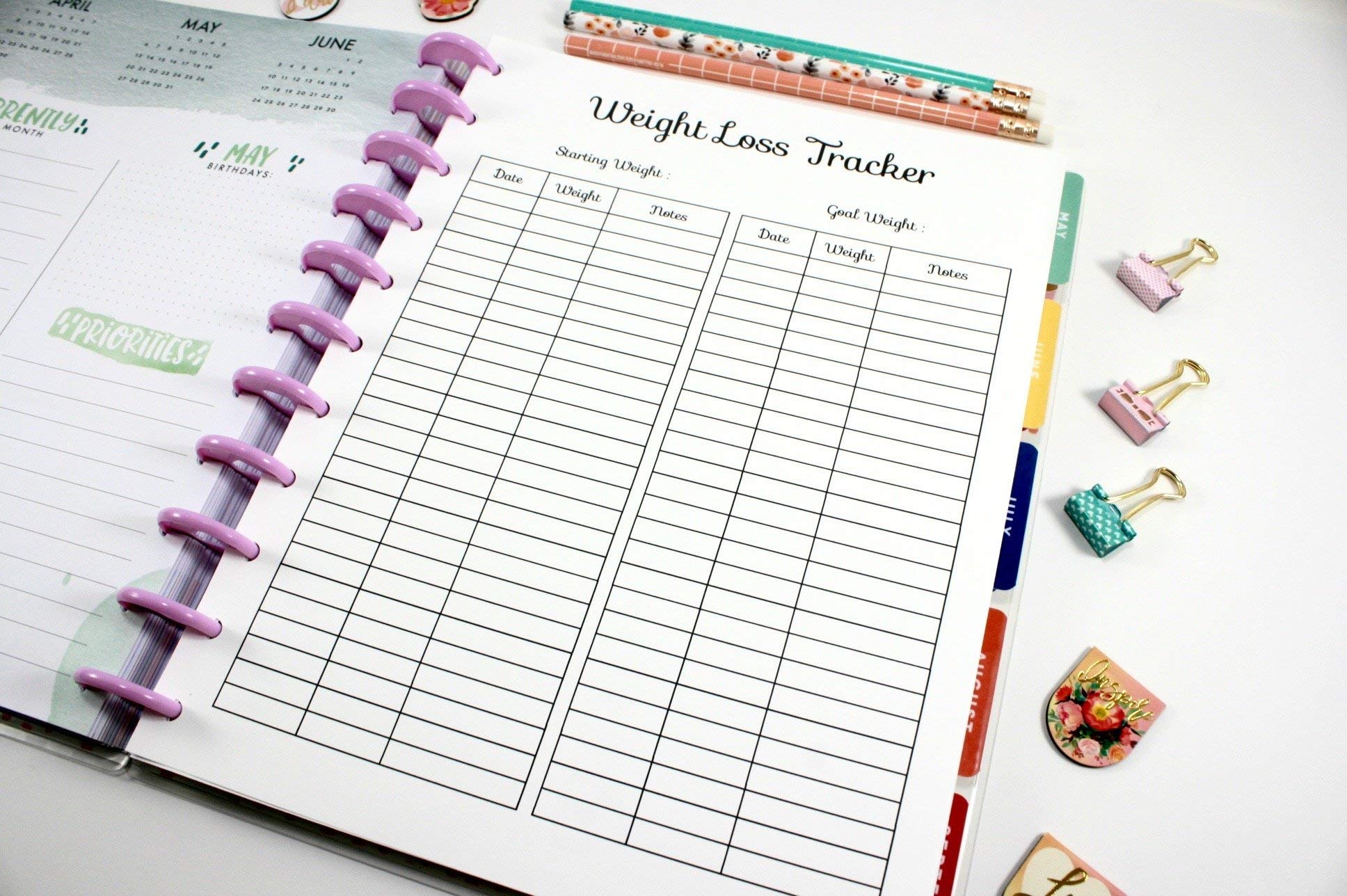 11-Disc Big Happy Planner Weight Loss Tracker Inserts - Pre-Punched Nutrition & Diet Planner for Healthy Lifestyle | Perfect for Meal Planning, Fitness Tracking & Weight Management
