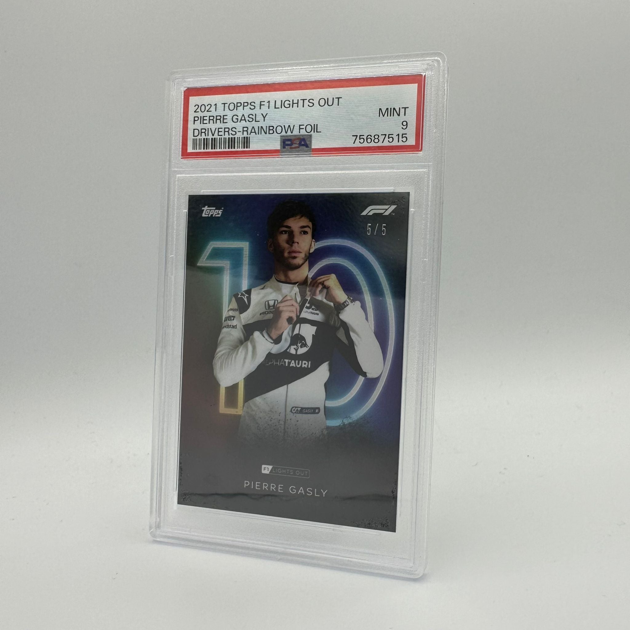 PSA 9 Graded 5/5 Pierre Gasly F1 Drivers Rainbow Foil Trading Card - Perfect for Collectors, Racing Fans & Investment