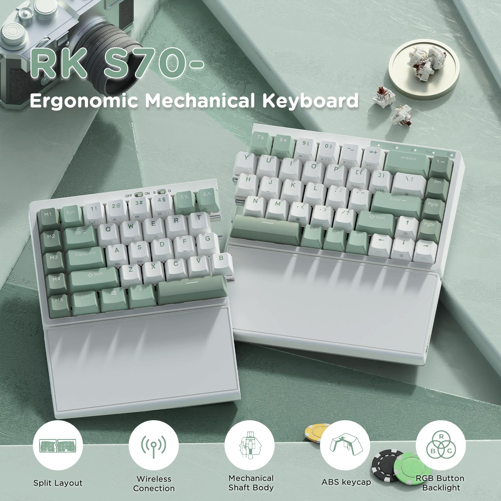 RK RKS70 Wireless Mechanical Keyboard - 75% RGB, Hot Swappable for Gaming & Office (Win/Mac)