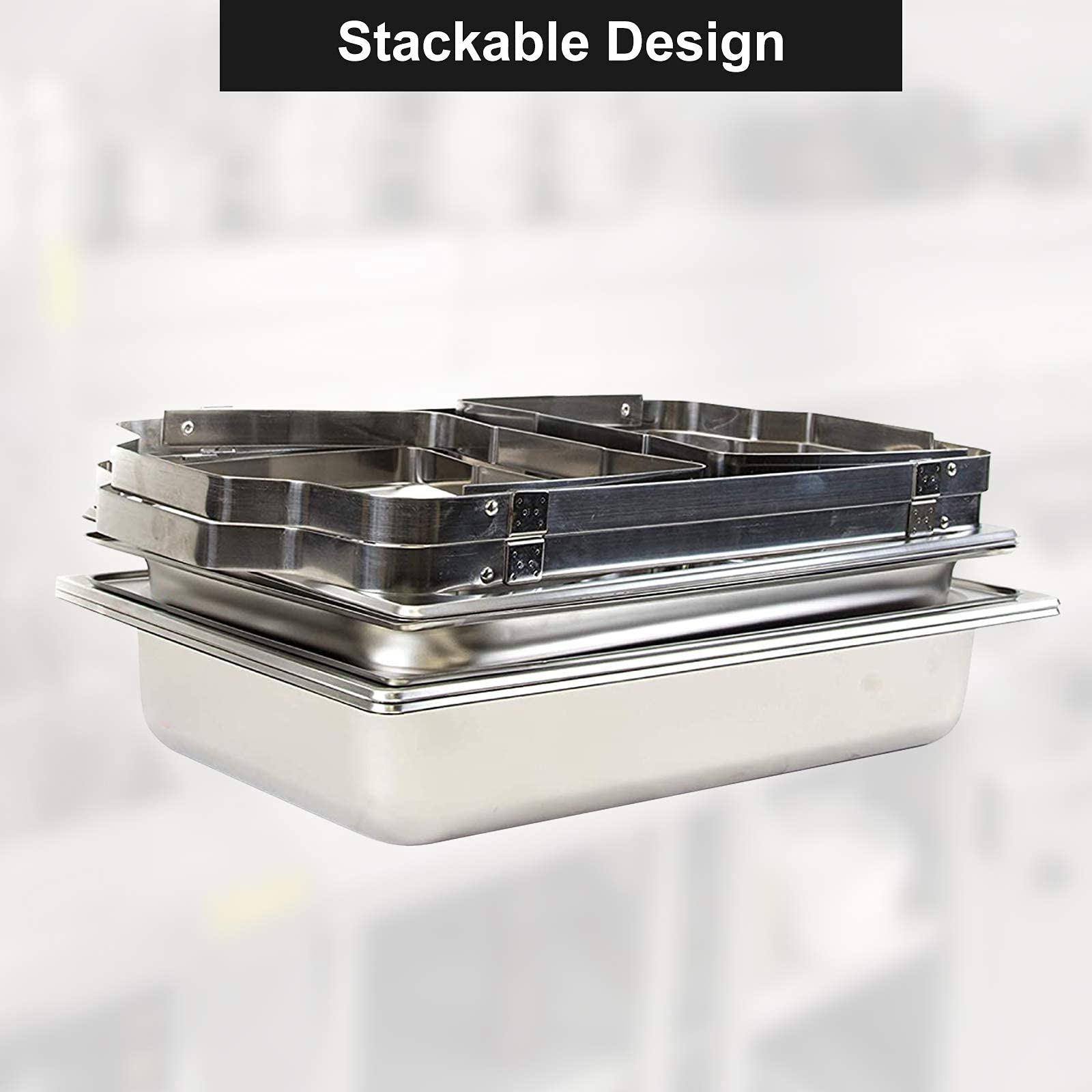 8QT Stainless Steel Chafing Dish Buffet Set with Foldable Frame, Water Pan & Lid - Perfect for Catering, Weddings, Banquets & Buffet Service (2-Pack) | Keep Food Warm at Parties, Events & Dining Gatherings
