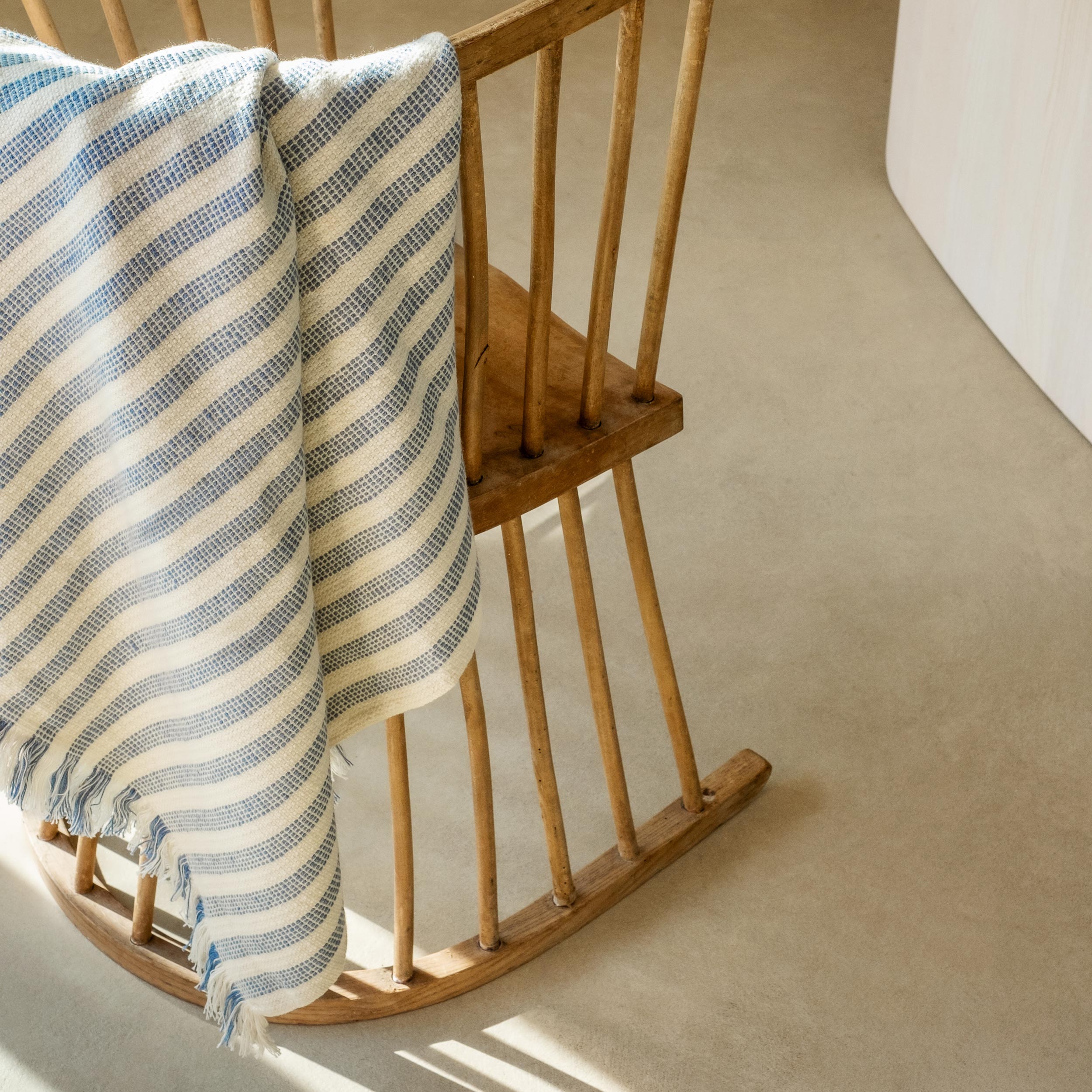 Coastal Blue Pembroke Stripe Wool Throw Blanket - Soft & Warm Luxury Wool Throw for Sofa, Bed & Home Decor - Perfect for Cozy Evenings & Winter Comfort