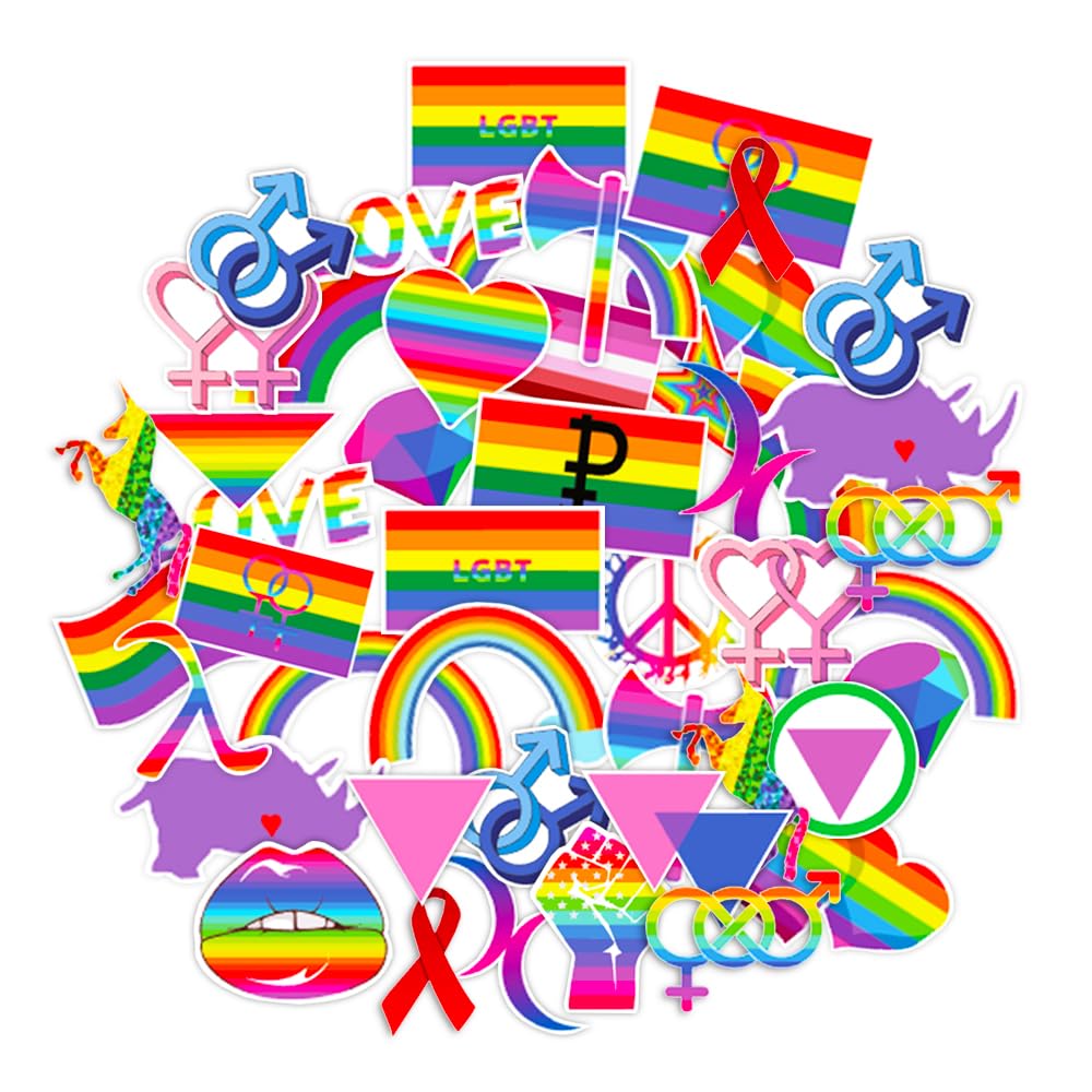 LGBTQ+ Pride Stickers Pack - 170+ Gay Lesbian Rainbow Flag Stickers for Pride Month, LGBTQ Support & Decor - Waterproof Vinyl Decals for Laptops, Water Bottles, Notebooks & More