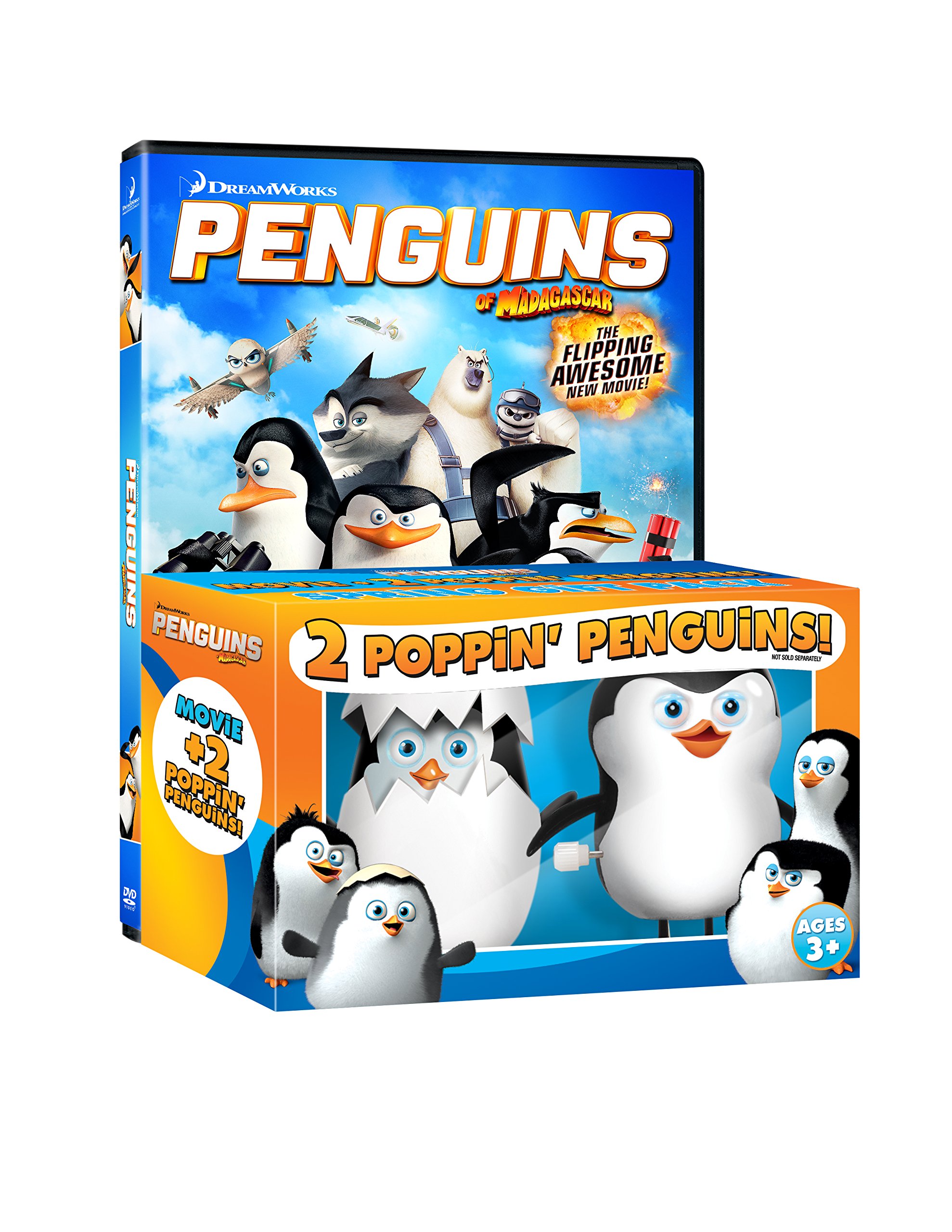 Madagascar Penguins Action Figure Set - 2 Poppin' Penguins Toys for Kids | Perfect for Birthday Gifts, Movie Night Playtime & Penguin Toy Collections