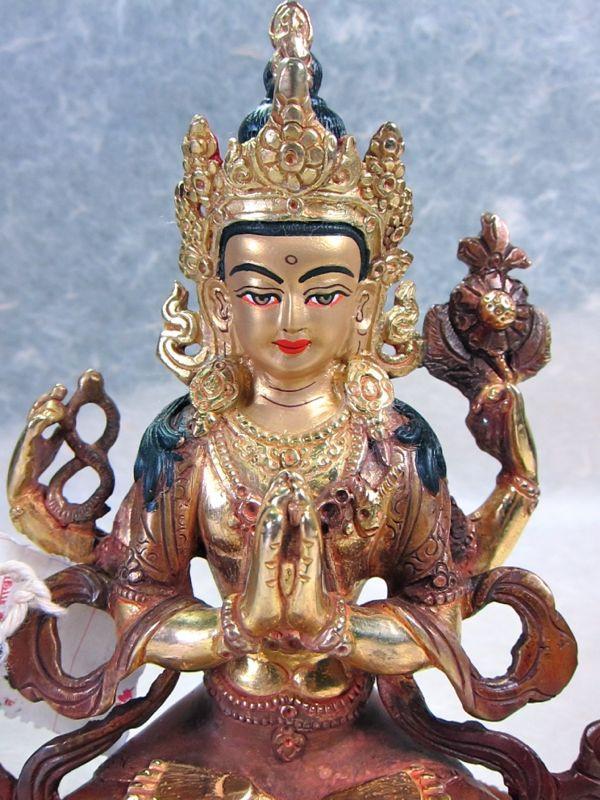 6 Inch Chenrezig Statue - Tibetan Buddhist Meditation Statue for Home Altar, Yoga Studio & Spiritual Decor | Handcrafted Brass Avalokiteshvara Statue for Peace & Compassion