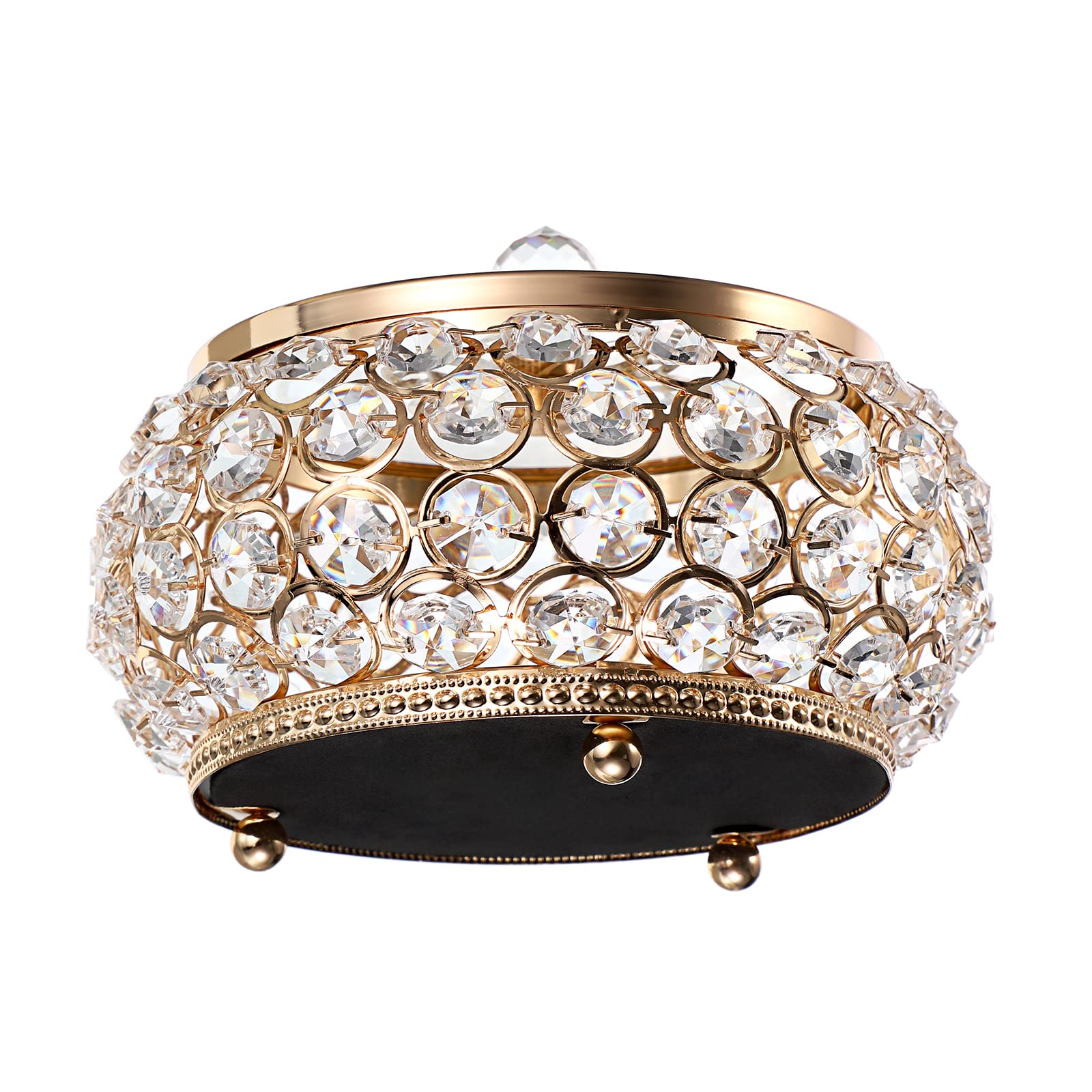 Hipiwe Large Gold Mirrored Jewelry Box with Glass Lid - Crystal Decorative Storage Box for Rings, Earrings, Necklaces - Perfect Gift for Women & Girls - Ideal for Vanity, Dresser, and Travel Organization