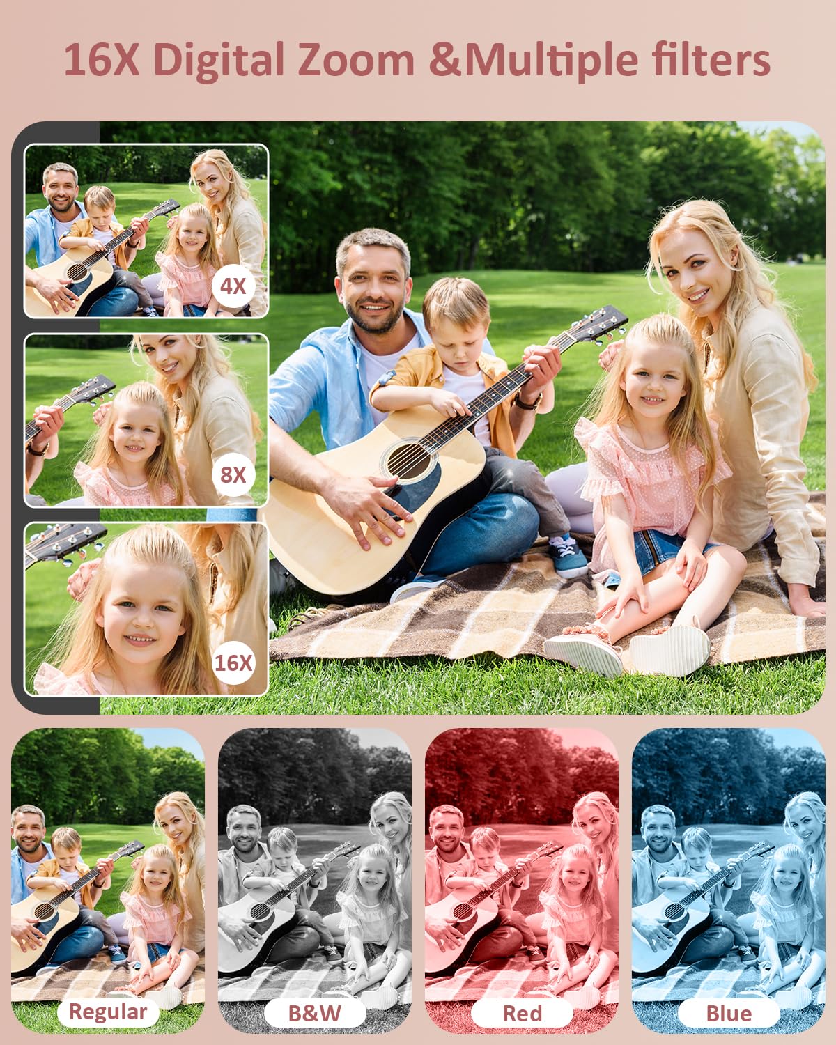 50MP Full HD 1080P Digital Camera with 16x Zoom & Anti-Shake - Compact Travel Camera for Kids, Students, Teens (Boys & Girls) - Includes 32GB SD Card & 2 Batteries (Black) - Perfect for Birthday Gifts, School Projects & Family Vacations