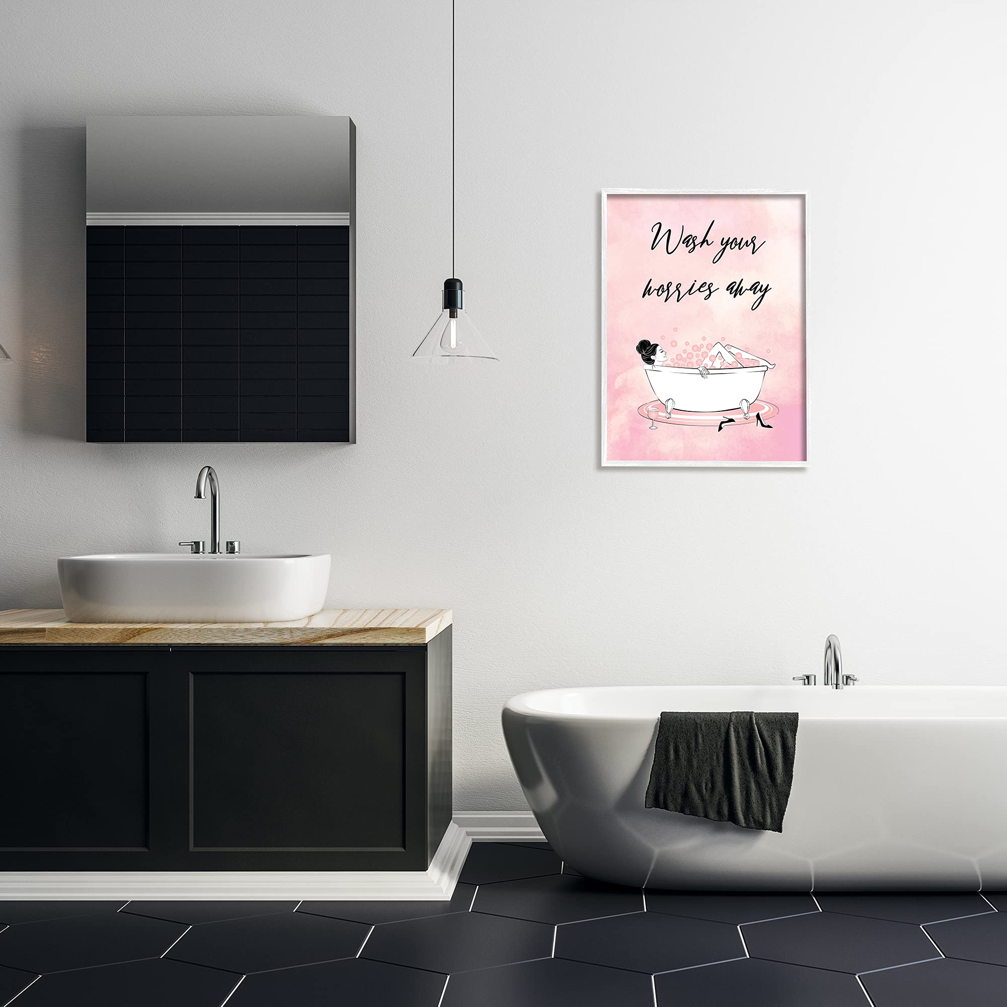 Stupell Industries Bath Glam Pink Bubbles Female Lounging Wall Art - 24