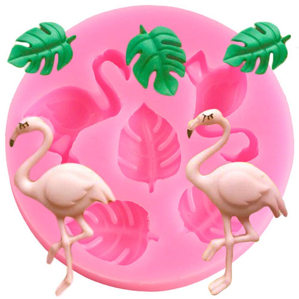 Premium Non-Stick Silicone Baking Mold - 5 Cavity Flamingo Leaf Design for Cookies, Chocolate, Gummy Candy & Ice Cream | DIY Cake Topper & Dessert Decoration | Perfect for Home Baking, Party Treats & Holiday Desserts