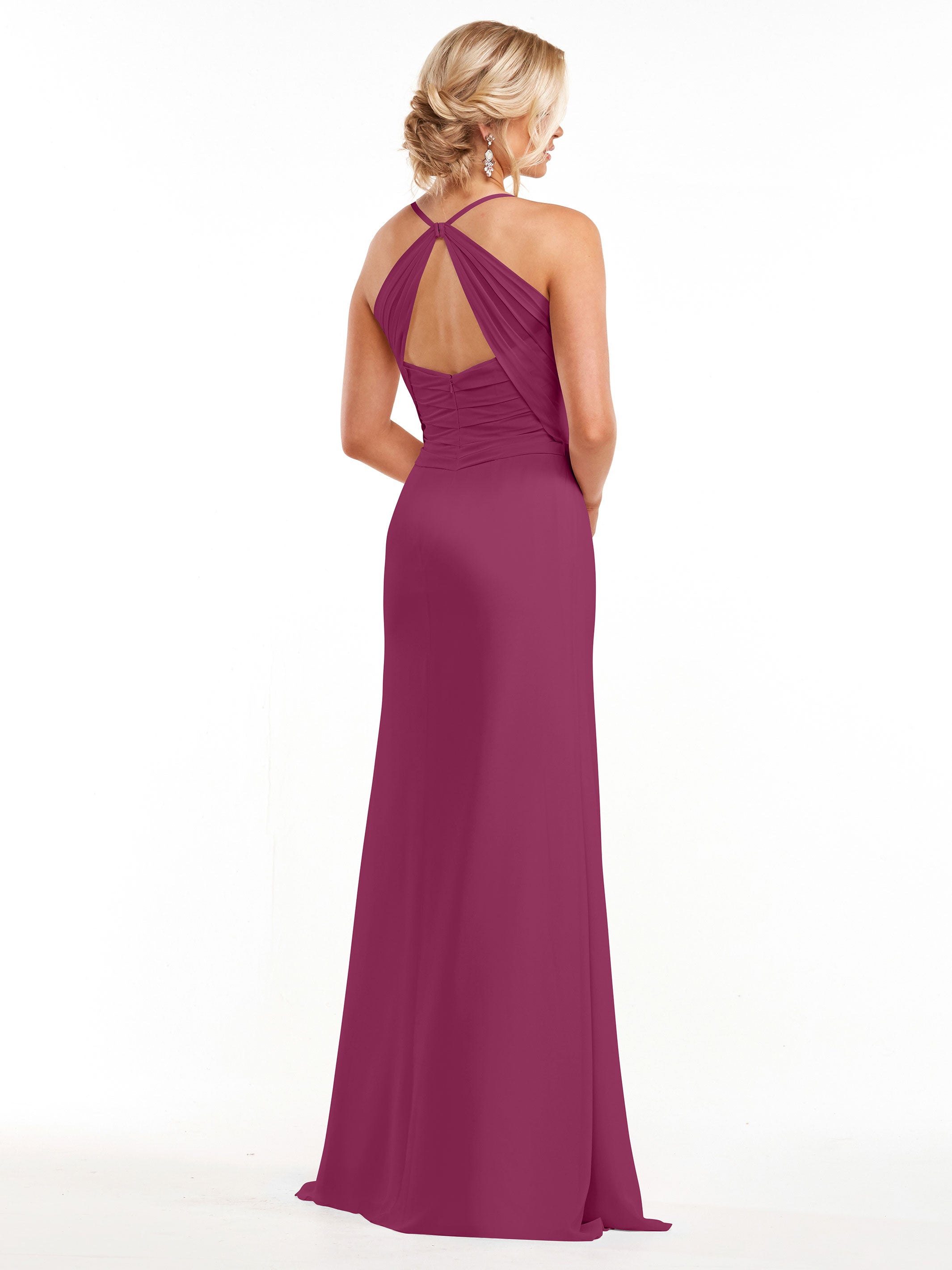 Elegant A-Line Chiffon Bridesmaid Dress with High Slit - Perfect for Weddings, Formal Events & Special Occasions