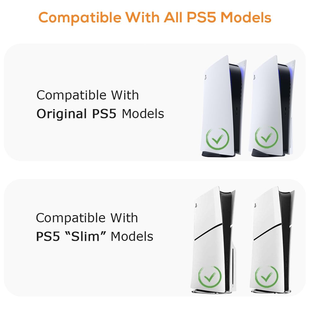 Metal Wall Mount Bracket for PS5, PS5 Slim & PS5 Pro - Behind TV Mounting Kit Compatible with PlayStation 5 Disc & Digital Edition Consoles (Black) - Perfect for Gaming Room, Living Room & Space-Saving Setup