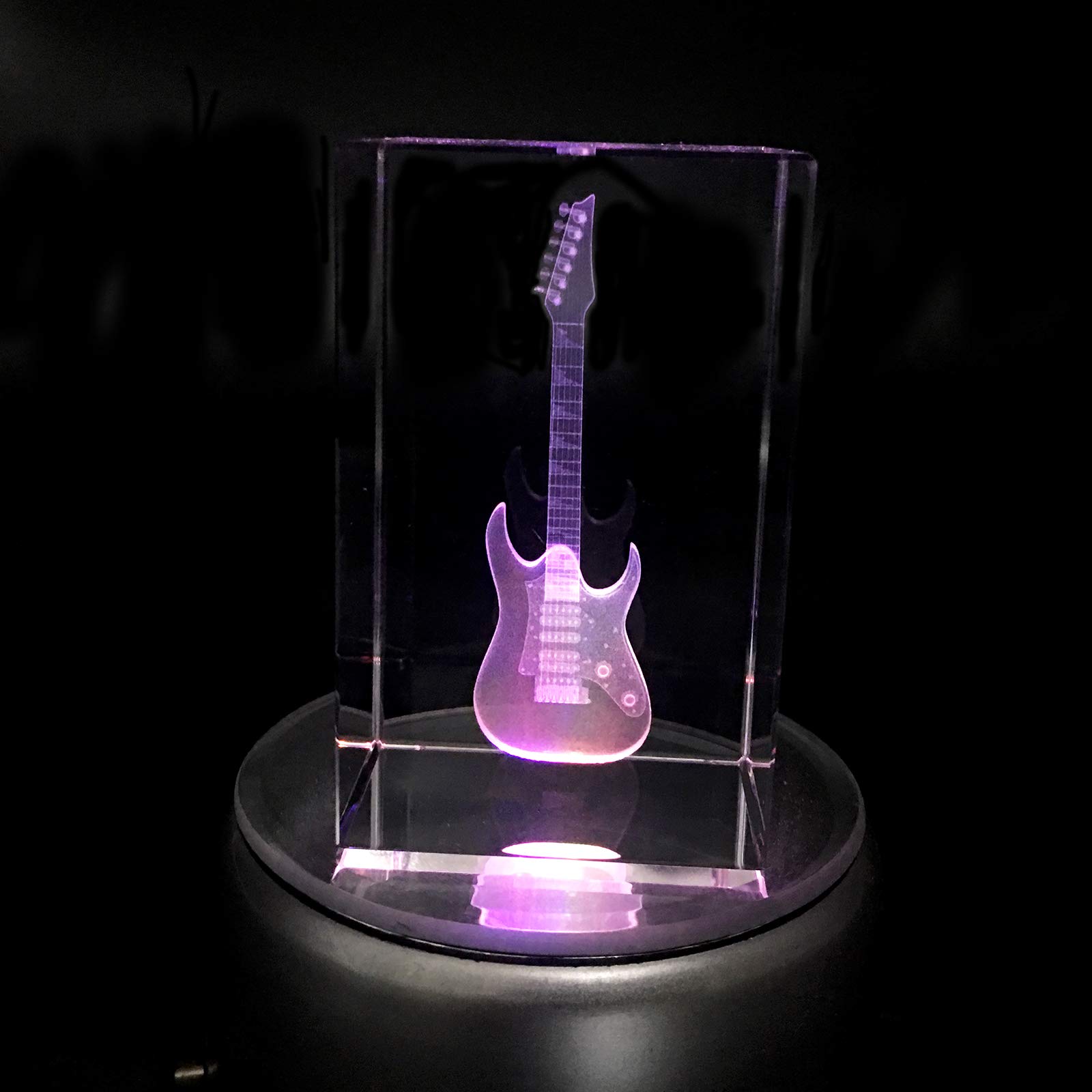 3D Laser Etched Electric Guitar Crystal Glass Paperweight - Perfect for Music Lovers, Graduation, Christmas, Birthday & Valentine's Day Gifts - Office Desk Decor & Musician's Keepsake