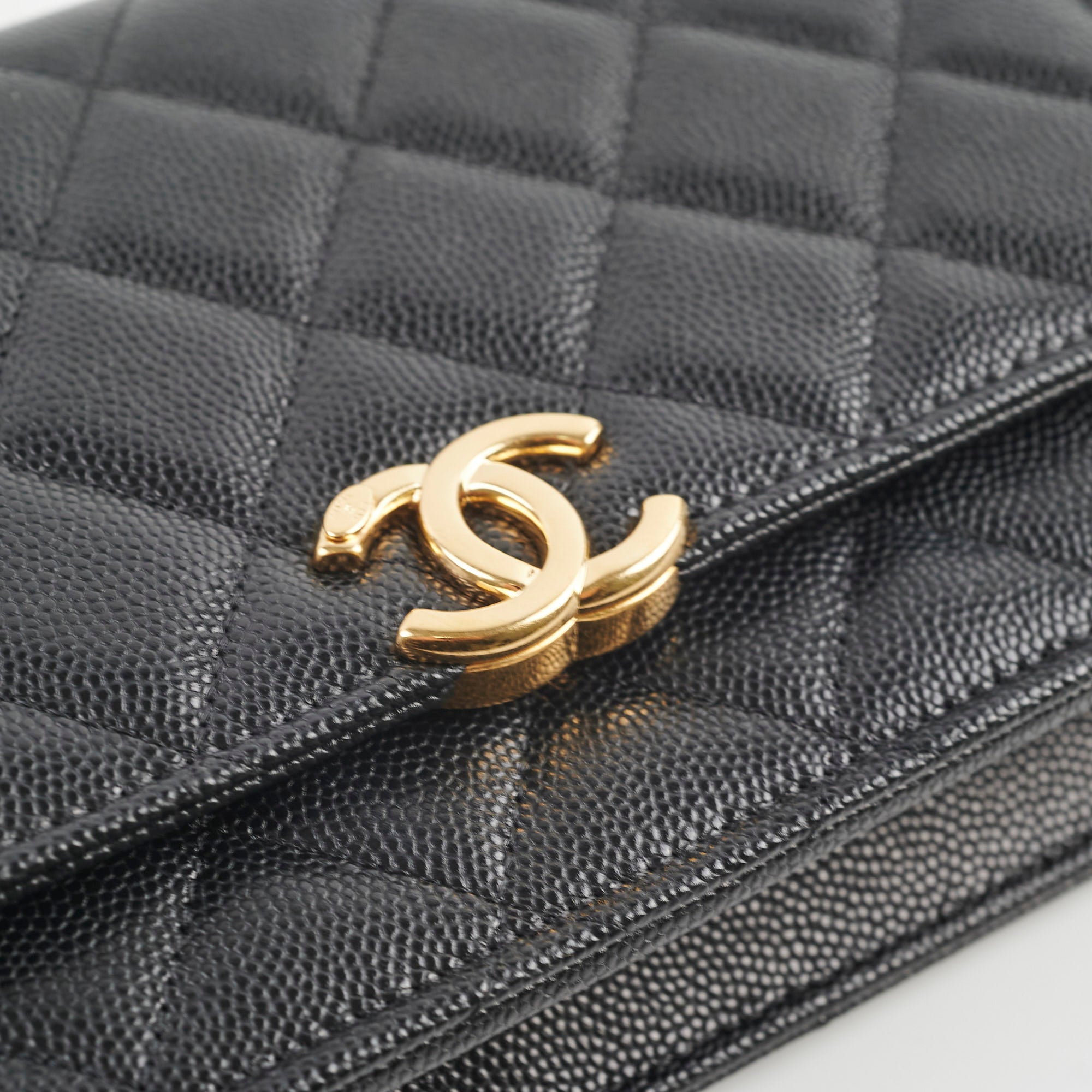 Chanel Black Caviar Leather Top Handle Wallet On Chain WOC with Gold Hardware & Microchip - Perfect for Evening Events, Parties & Luxury Fashion Accessories