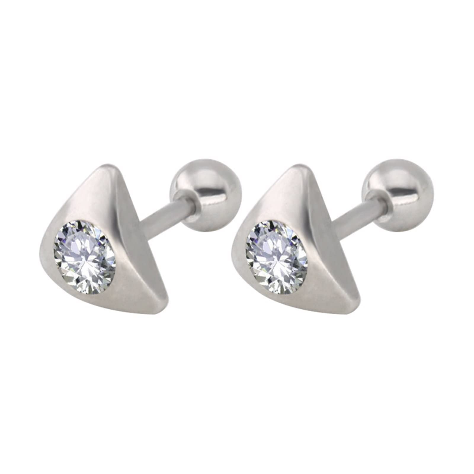 Musihy Stainless Steel Stud Earrings for Women - Large Cubic Zirconia Triangle Stud Earrings, Hypoallergenic Jewelry for Sensitive Ears | Perfect for Parties, Weddings & Everyday Wear