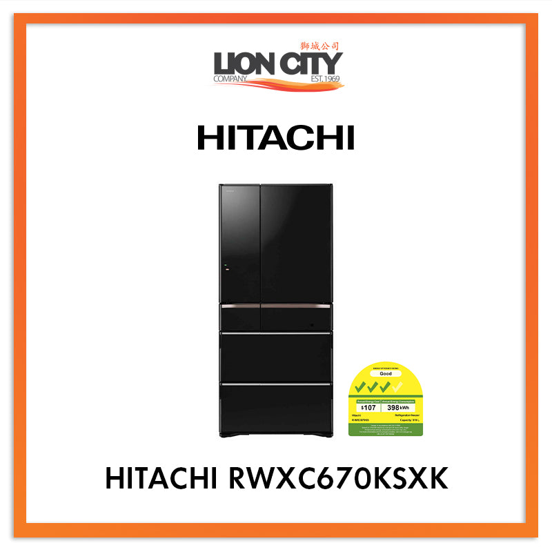Hitachi 519L Smart IoT Multi-Door Refrigerator RWXC670KSXK - Japanese Made for Modern Smart Kitchens & Large Families